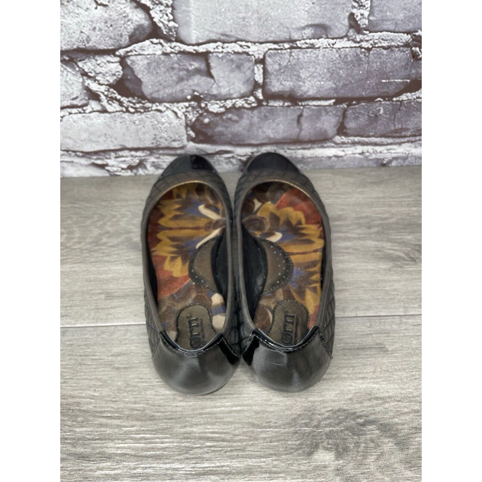 Born BORN Riley Black Bronze Quilted Metallic Patent Leather Ball Size US 7 / IT 37 - 5 Thumbnail