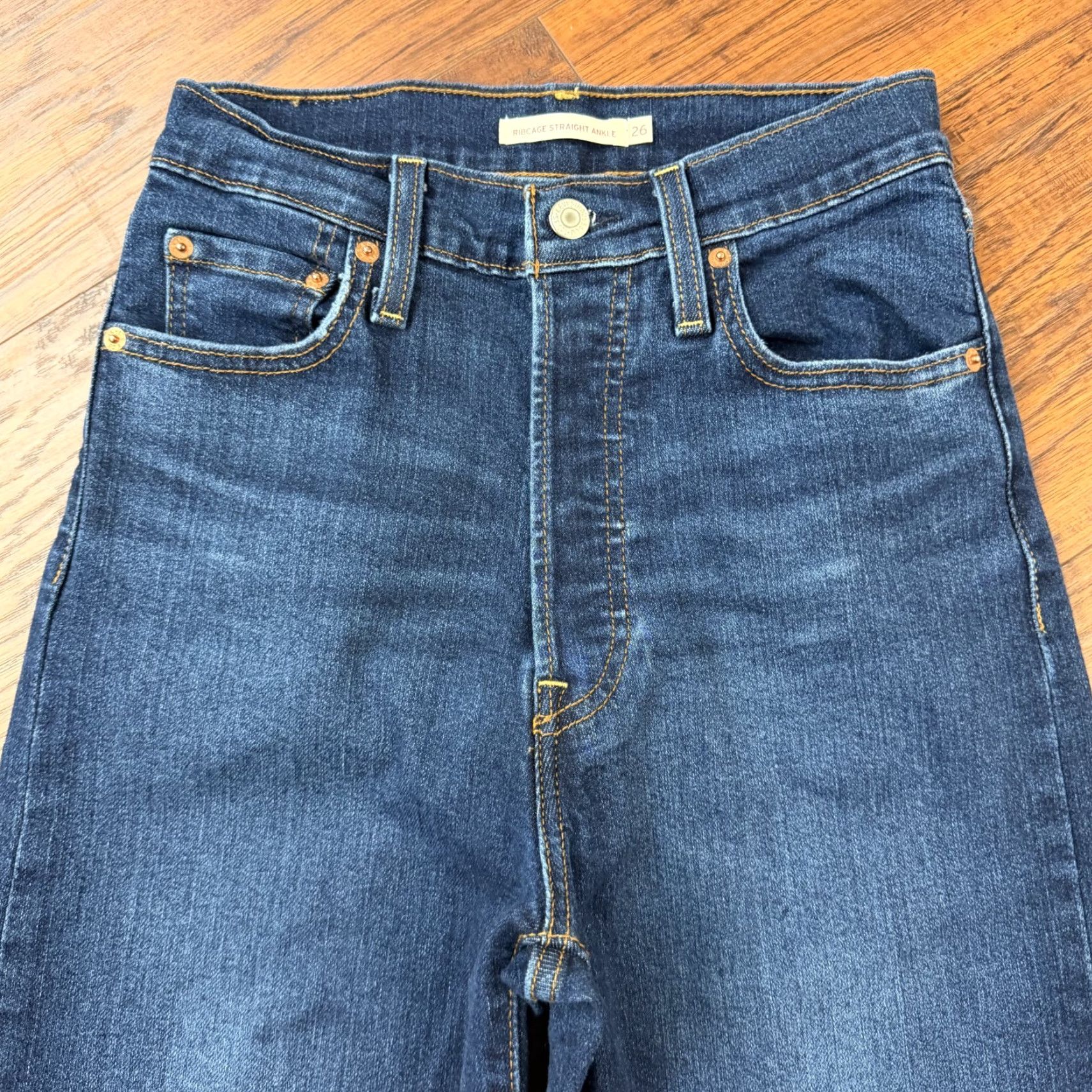 Levi's Levis Jeans Women 26 Ribcage Straight Ankle High Button Fly Stretch Denim 23x27 Size 26" / US 2 / IT 38 - 2 Thumbnail