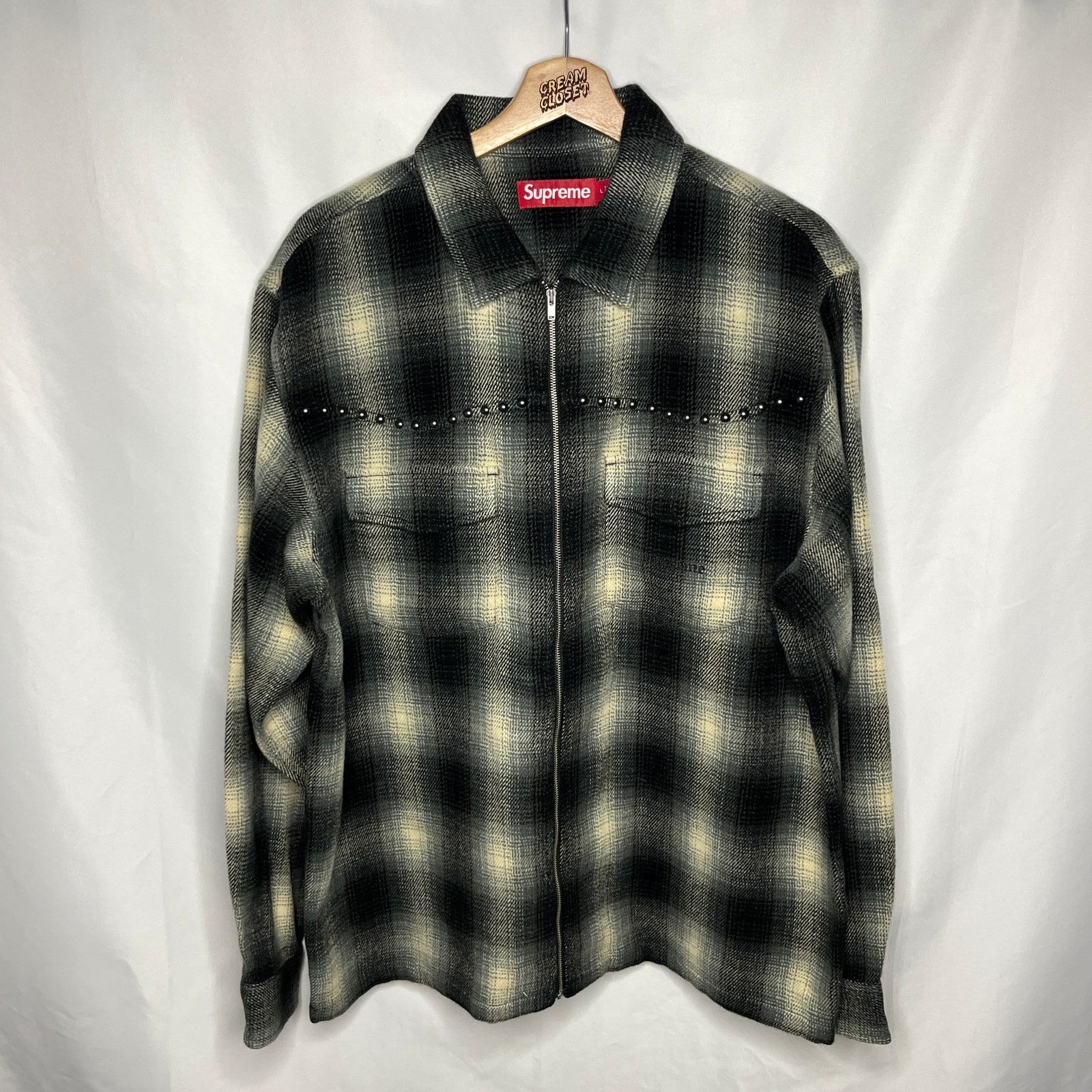 Supreme Supreme Boucle Zip Up Shirt Black FW24 Size Large Flannel