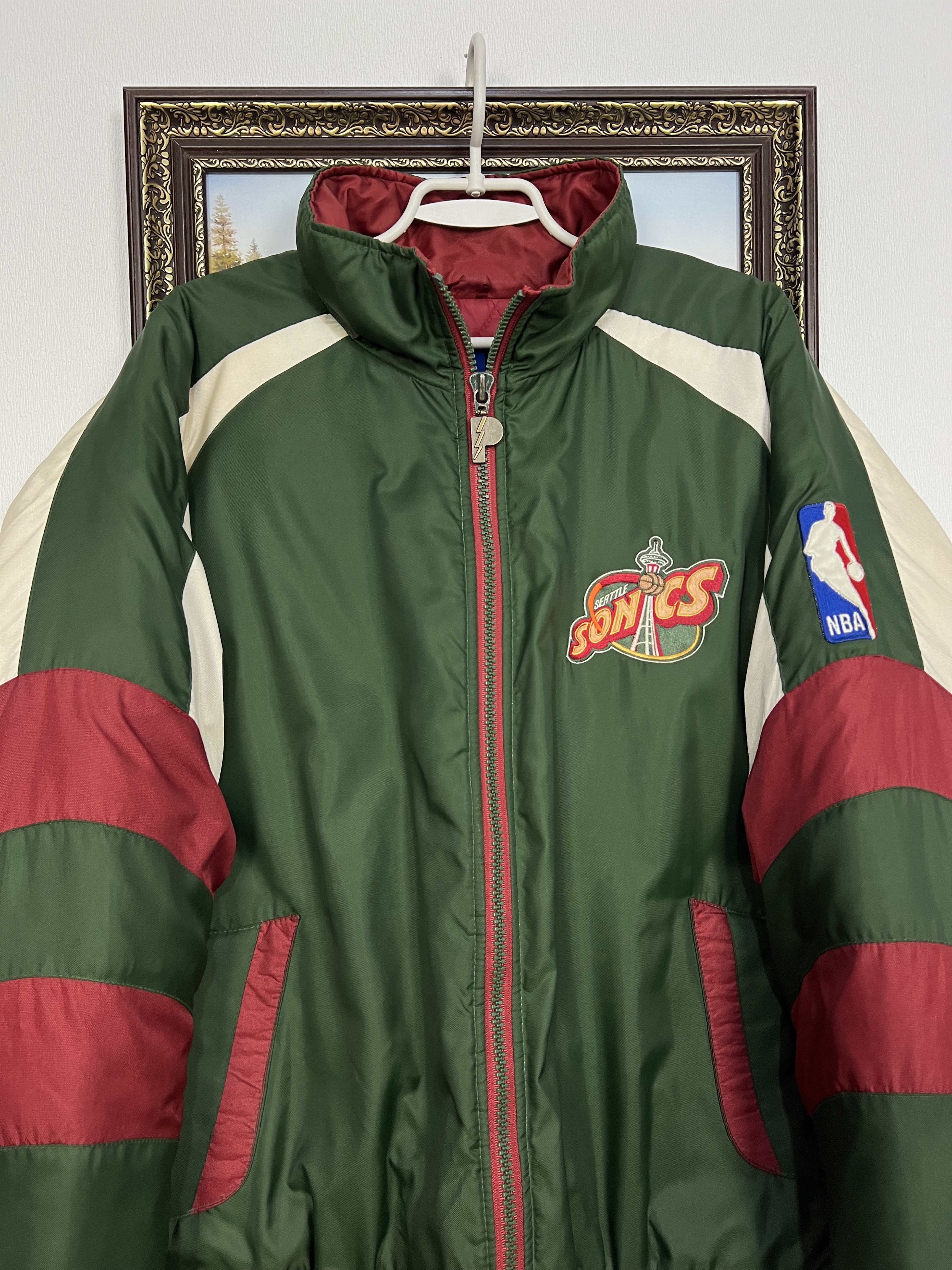 Pro Player Vintage 90's Seattle Super Sonics Padded Bomber Jacket NBA Size US XL / EU 56 / 4 - 4 Thumbnail