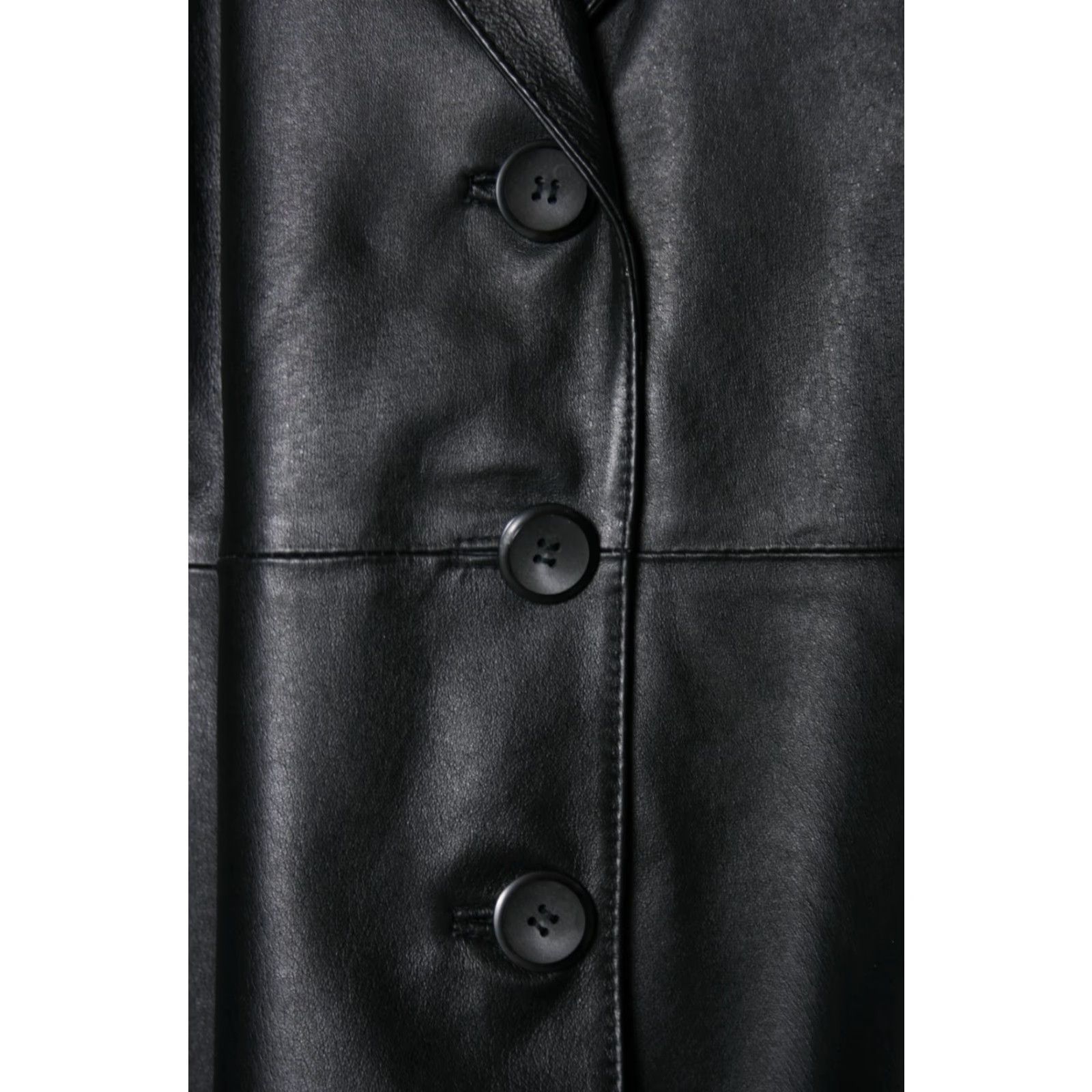Madison MADISON & MAX Black Leather 3-Button Blazer Jacket Sz. L Womens Blazer Leather Jacket Black 3-Button L Size L / US 10 / IT 46 - 3 Thumbnail