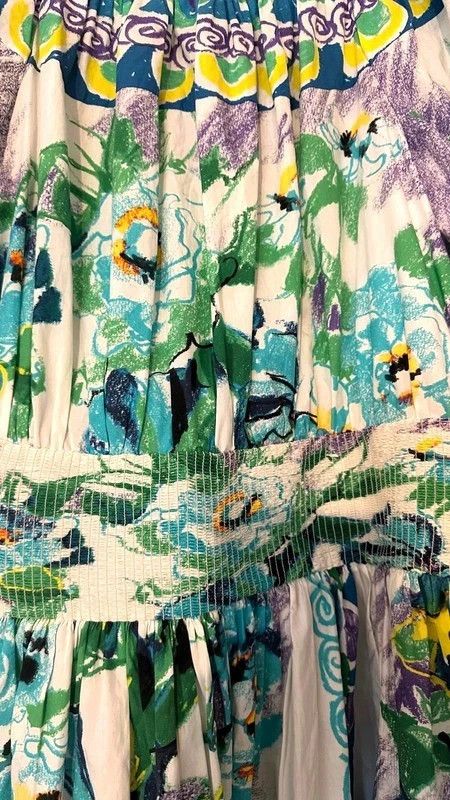 Prada PRADA Painterly Cotton Ruched Dress Size M / US 6-8 / IT 42-44 - 3 Thumbnail