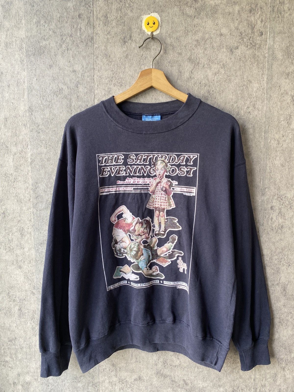 Vintage Vintage 90’s The Saturday Evening Post Blue Faded Sweatshirt Size US L / EU 52-54 / 3 - 3 Thumbnail