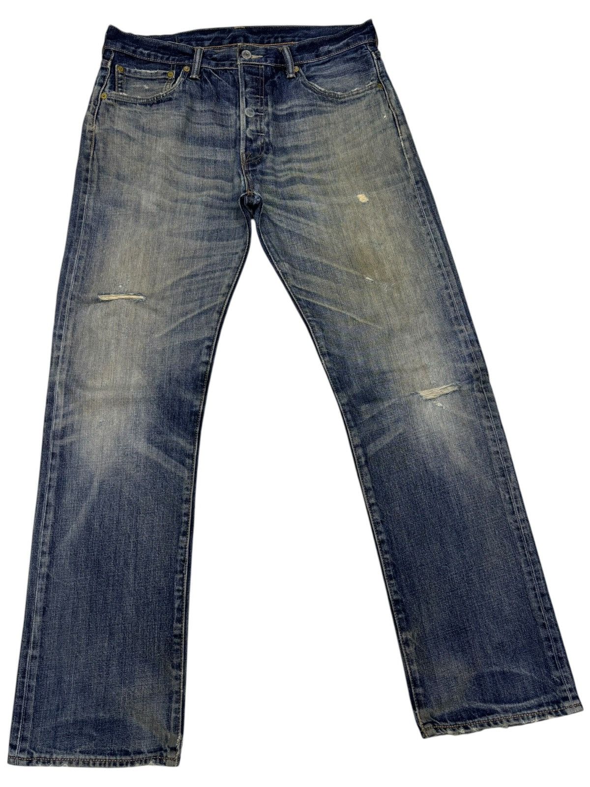 Levi's Levis 501 Y2K DISTRESSED DENIM JEANS Size US 34 / EU 50 - 3 Thumbnail