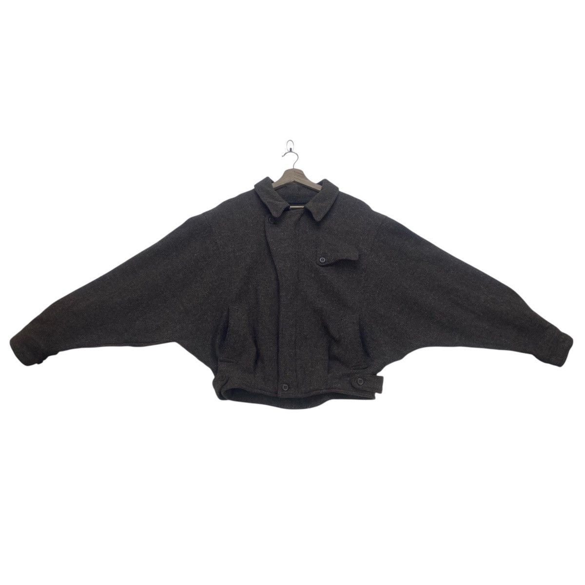 Vintage 70s Zen Jac Miyake Inspired Batwing Heavy Wool Coat