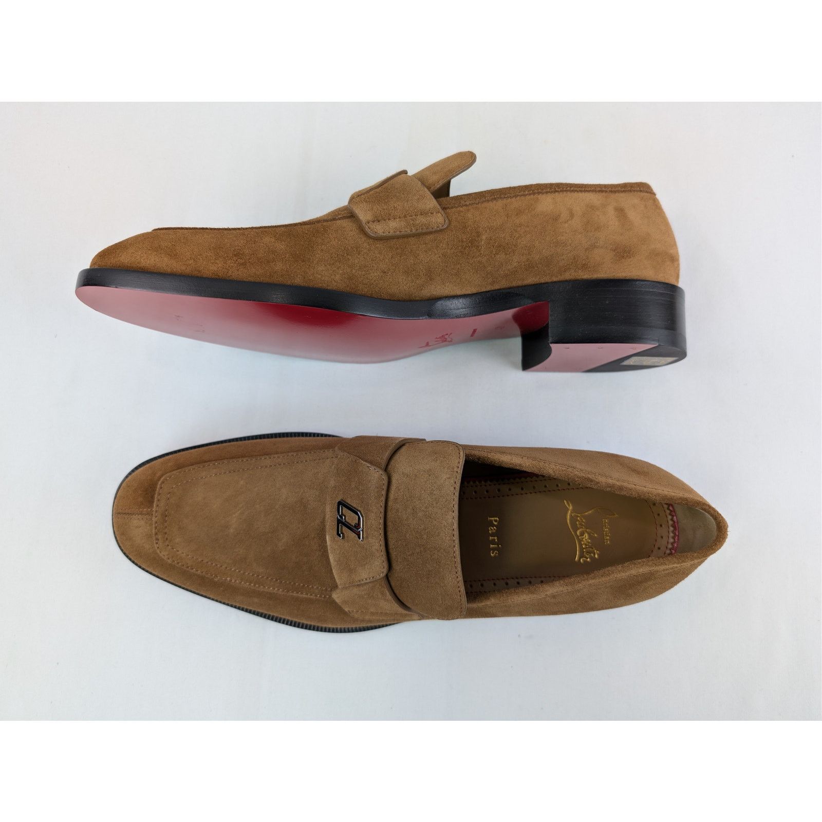 Christian Louboutin o1rshd1 Brown Suede Loafers Shoes Boots in Black Sole 46 Size US 13 / EU 46 - 1 Thumbnail