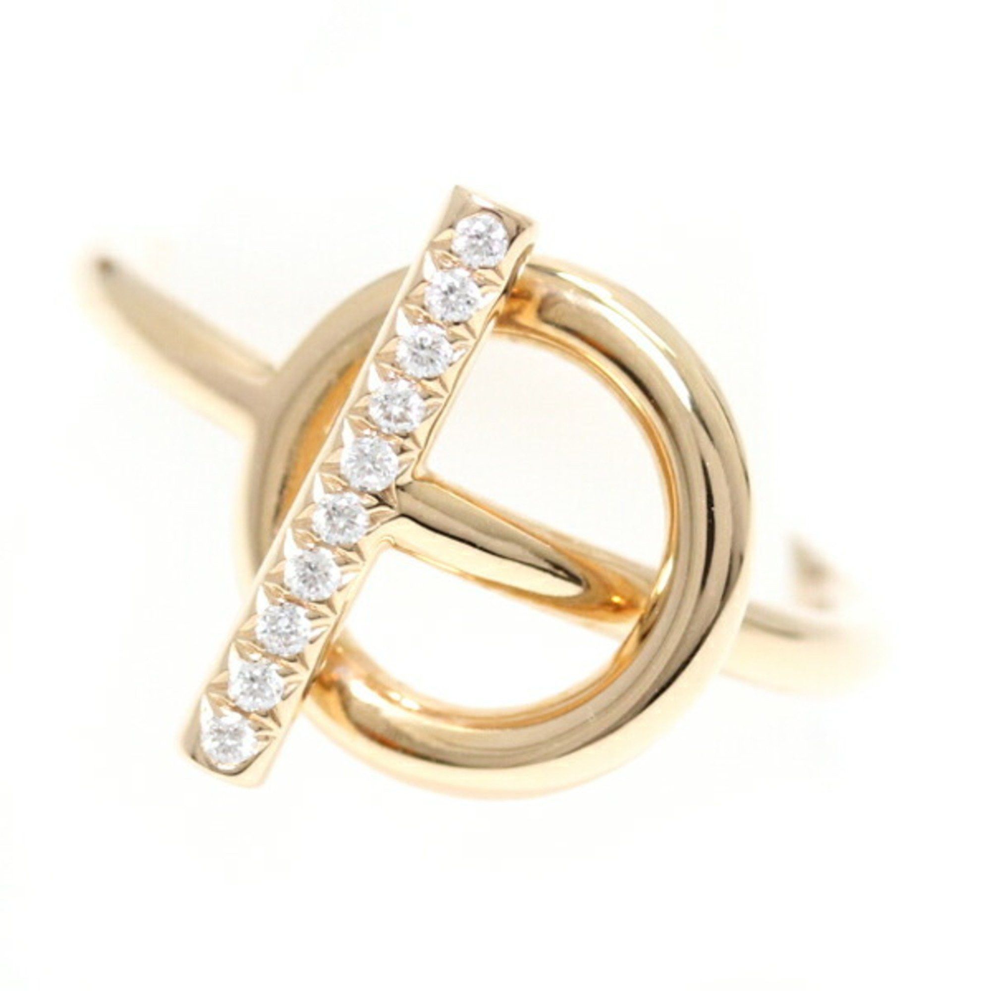 image of Hermes Echape Pm Ring Diamond K18 Pg Rg Pink Gold 750 Rose Hermes 50 No. 10 Women's Toggle Clasp Fa