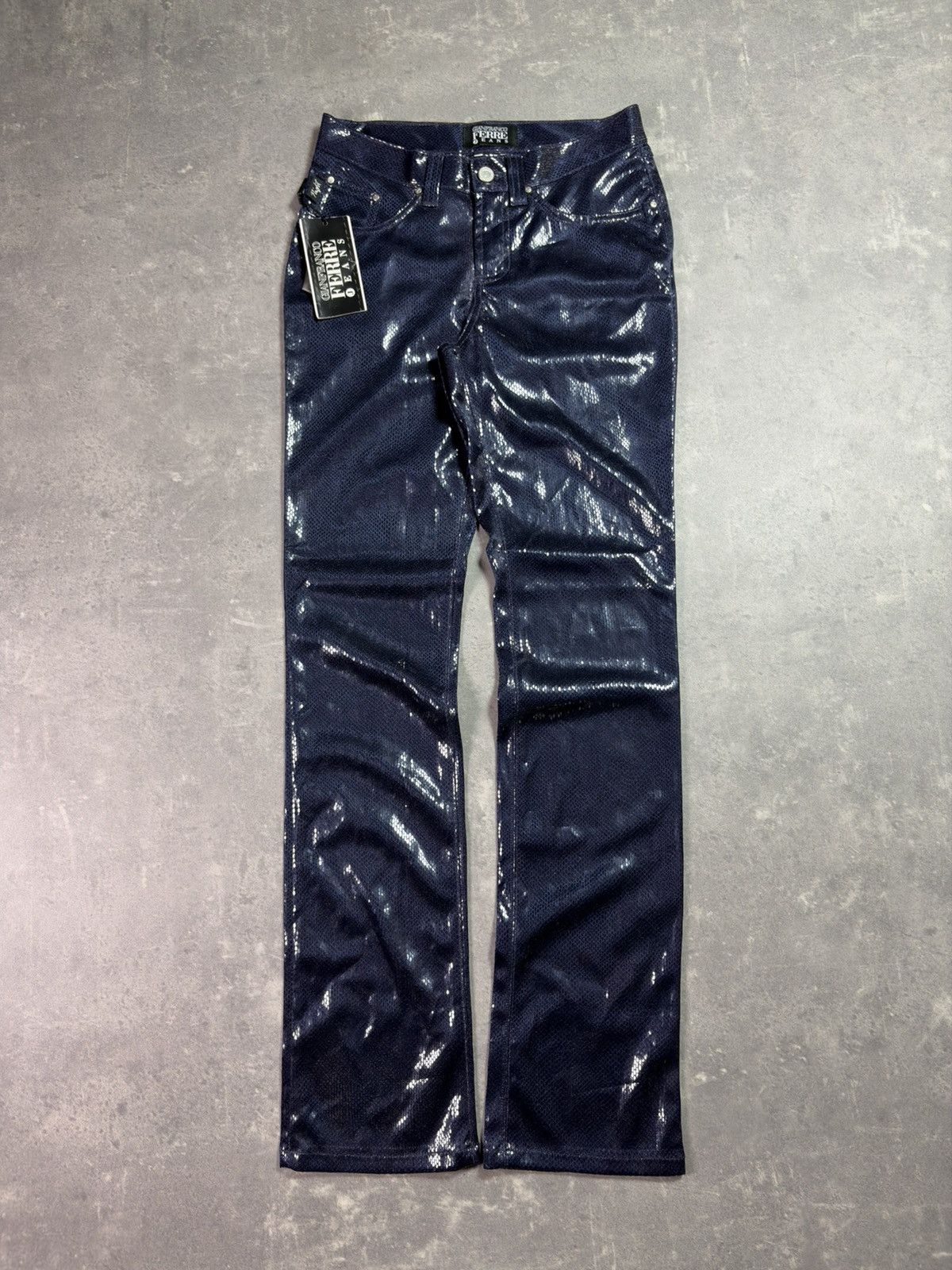 Gianfranco Ferre DSWT Blue Glitter Loose Light Trousers Pants 27 Rare Size 27" / US 4 / IT 40 - 1 Thumbnail