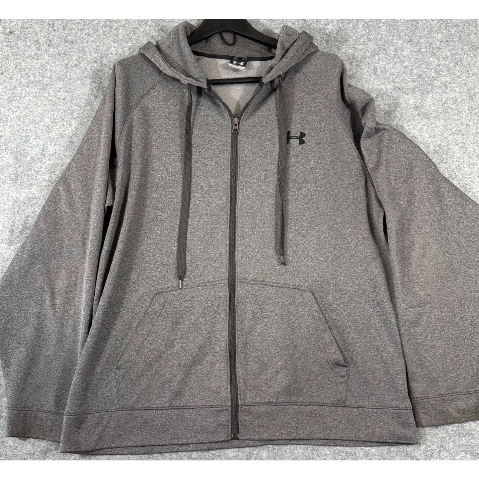 Under Armour Under Armour Hooded Sweatshirt Mens XL Gray Raglan Sleeve Full Zip Drawstring Sweatshirt Size US XL / EU 56 / 4 - 3 Thumbnail