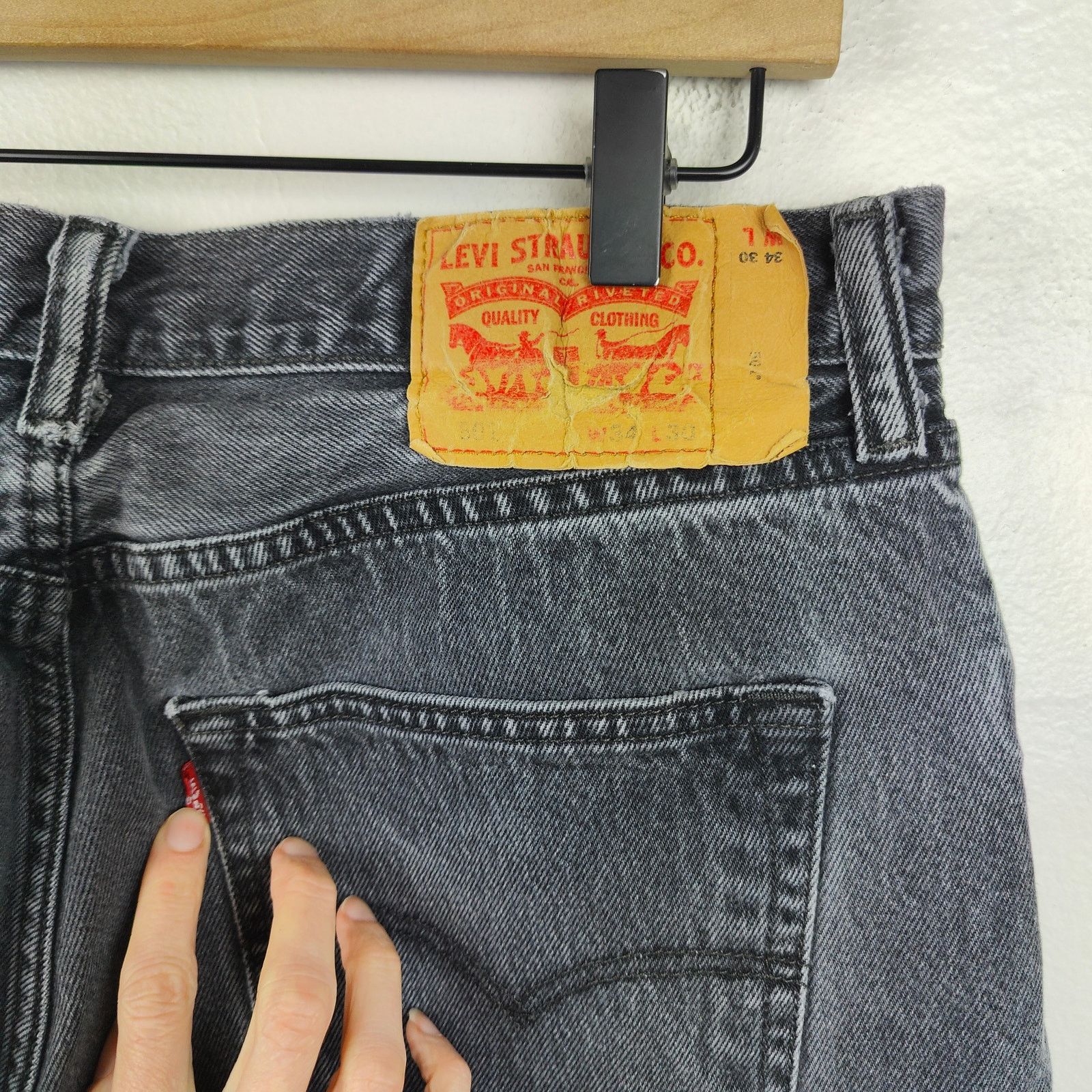 Levi's Levi's 501 Straight Fit Jeans Mens 34x30 Faded Black Wash Size US 34 / EU 50 - 5 Thumbnail