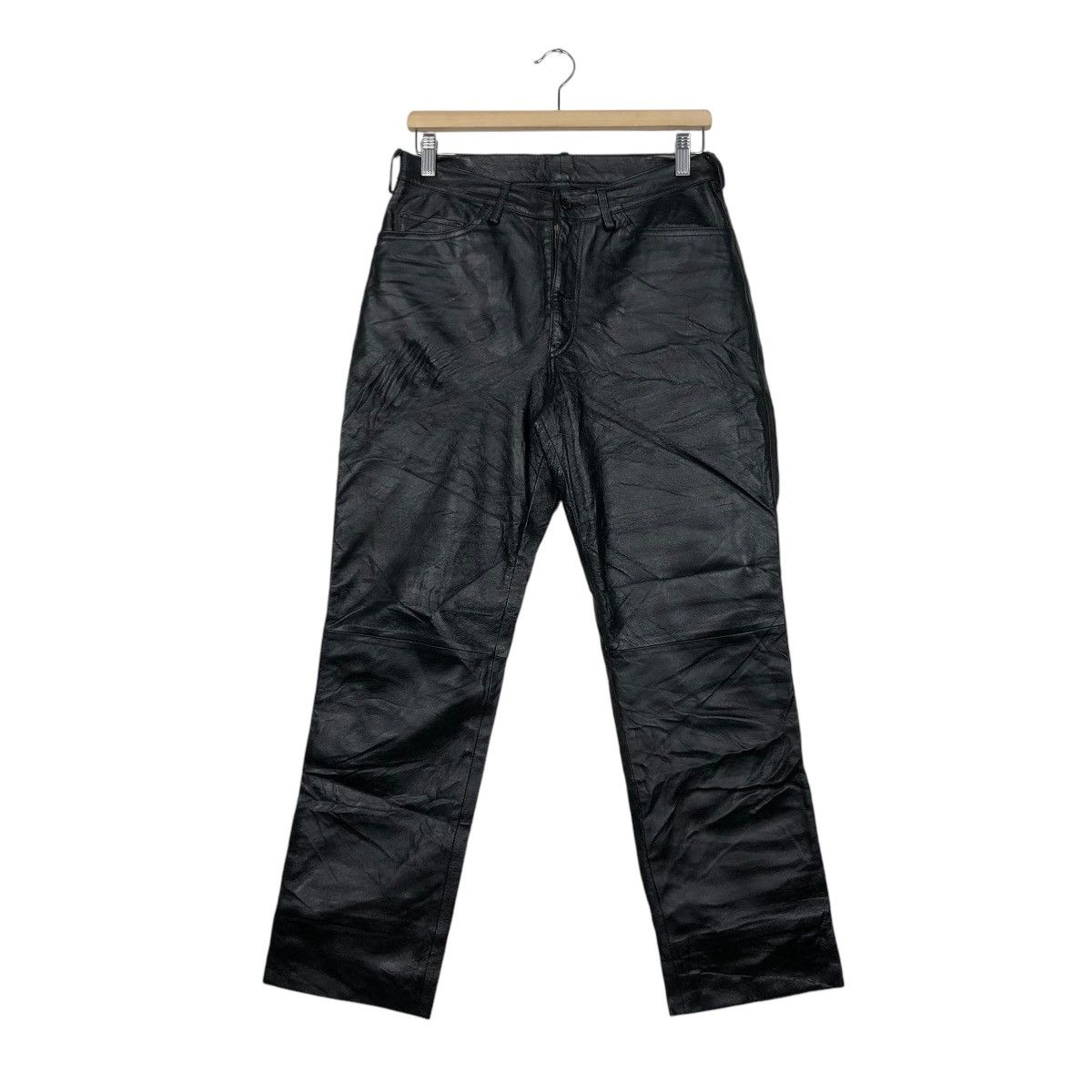 Genuine Leather × Japanese Brand × Vintage 🔥VINTAGE BIKER GENUINE LEATHER PANTS VOLCANO ISSEY MIYAKE Size US 30 / EU 46 - 1 Thumbnail