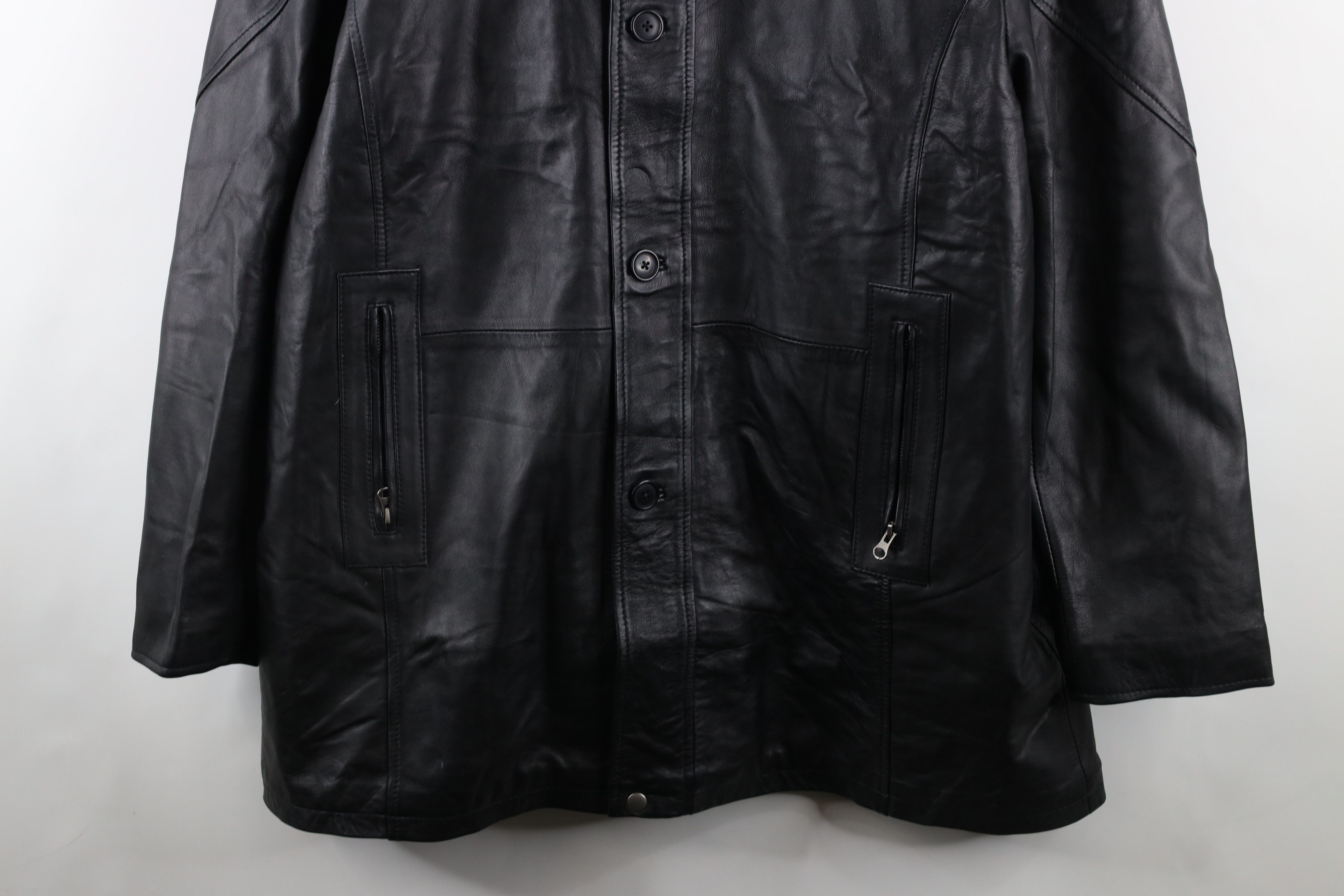 Vintage Vintage 90s Streetwear Elbow Patch Leather Jacket Coat Black Size US XXL / EU 58 / 5 - 3 Thumbnail