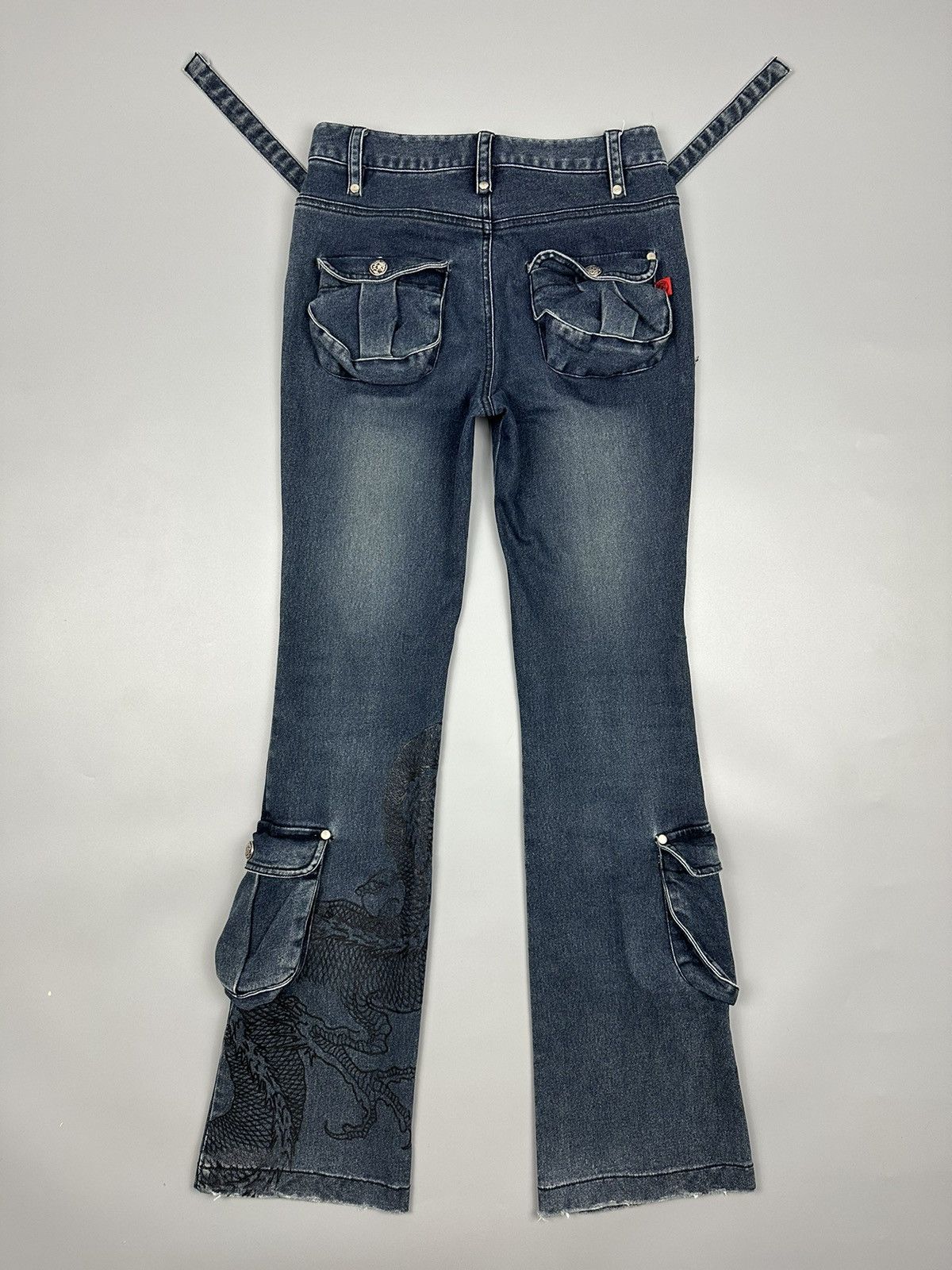 Japanese Brand × Seditionaries 🔥Rare🔥Cutie Flash Dragon Bondage Multipocket Flared Jeans Size US 29 - 2 Thumbnail