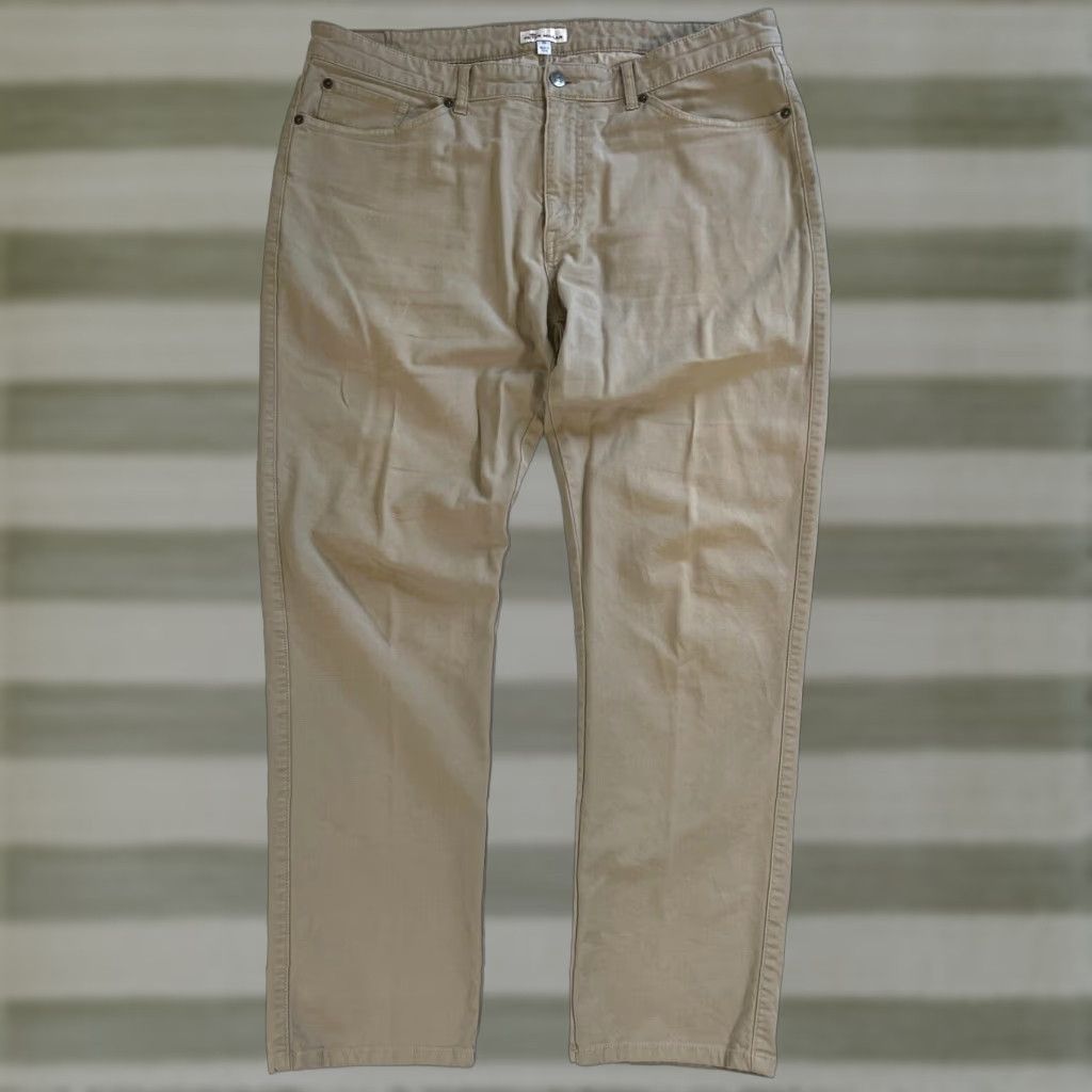 Peter Millar Peter Millar Crown Vintage Canvas Five-Pocket Pants Mens Sz 36x30 Tan Flat Front Stretch Denim Chino Size US 36 / EU 52 - 1 Thumbnail