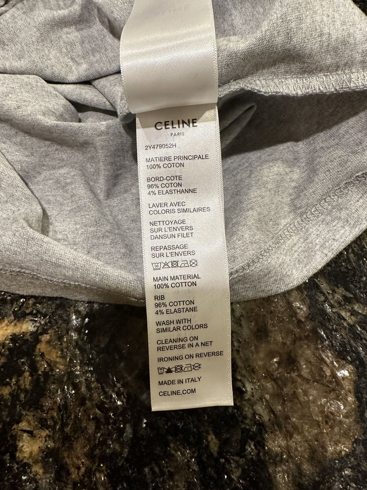 Celine × Hedi Slimane Celine Gradient Logo Print Grey Melange Loose T-Shirt Size US L / EU 52-54 / 3 - 11 Thumbnail
