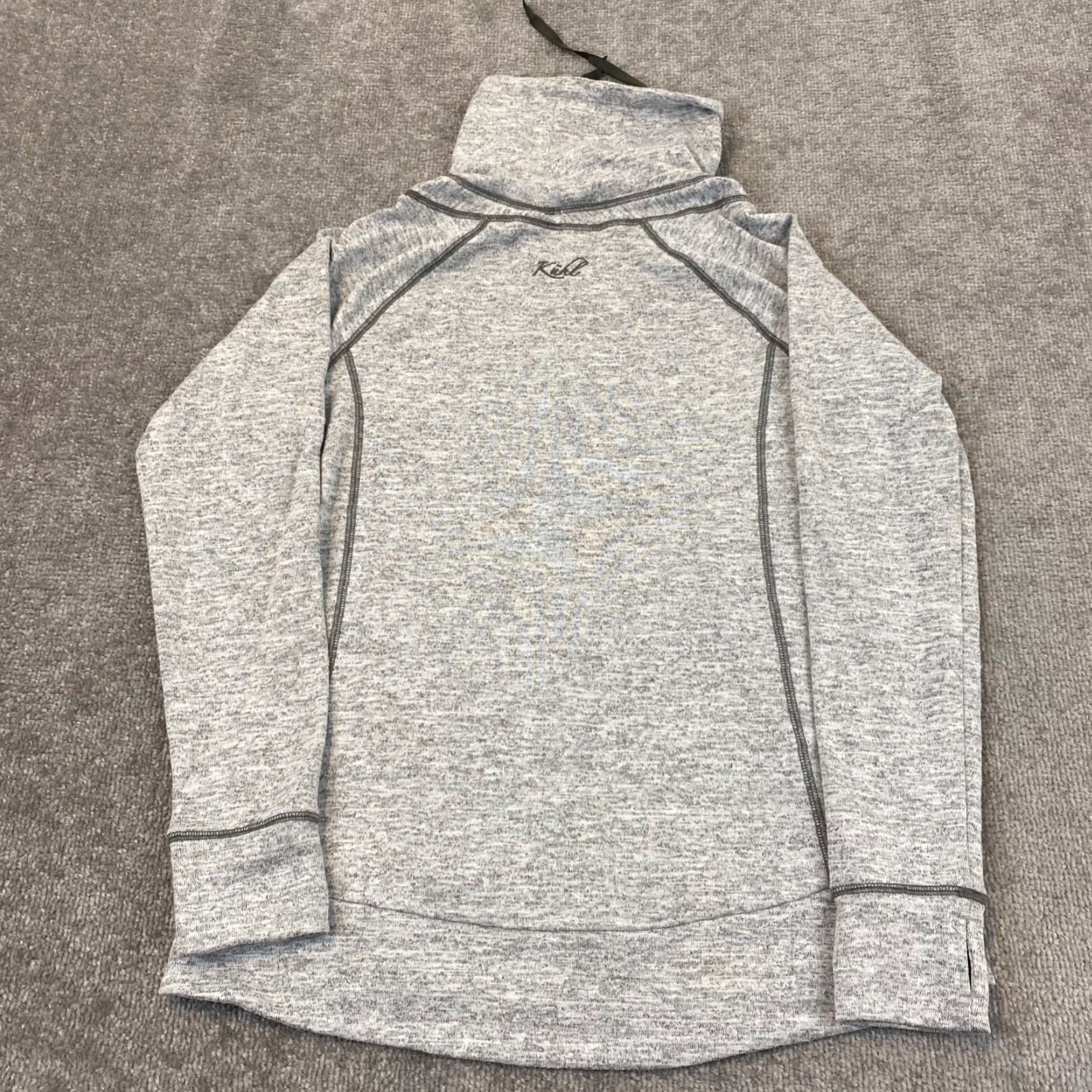 Vintage KUHL Pullover Womens Medium Heather Gray Turtleneck Running Thumb Holes Hike L/S Jacket Size M / US 6-8 / IT 42-44 - 2 Thumbnail