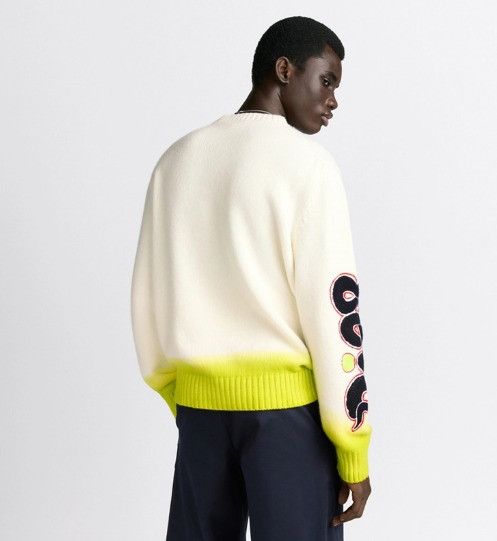 Dior × Kaws o1w1db11025 513M655 Wool Knit Sweater in White/Yellow Size US L / EU 52-54 / 3 - 5 Thumbnail