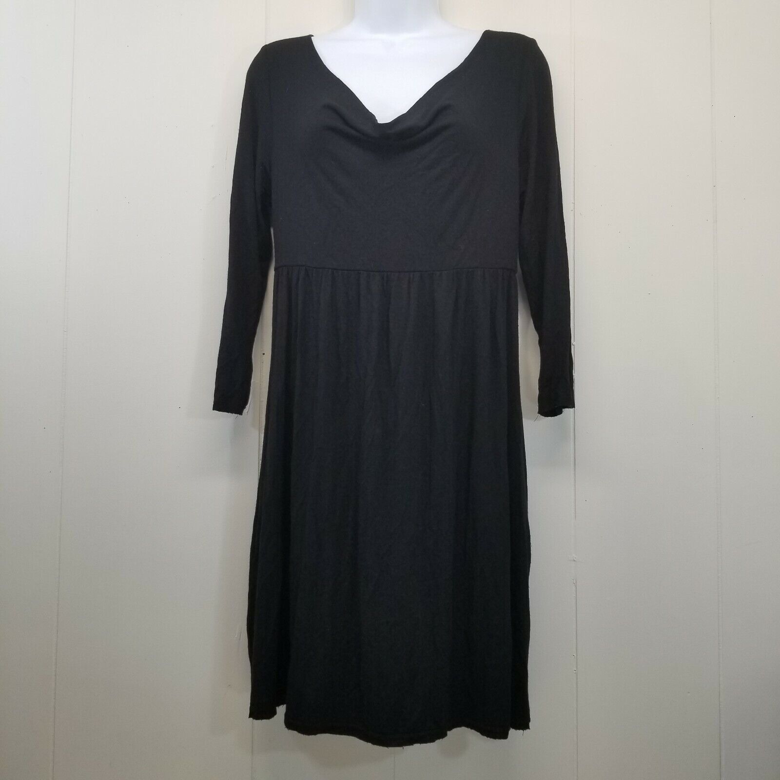Michael Stars Michael Stars ONE Black Dress Cowl Neck LBD Raw Hem Stretch Size ONE SIZE - 1 Thumbnail