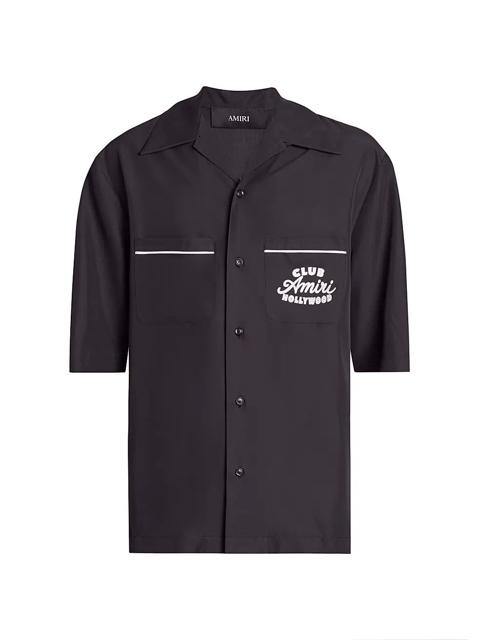 Amiri os11x1225 Club Cotton Camp Shirt in Black Size US S / EU 44-46 / 1 - 1 Thumbnail