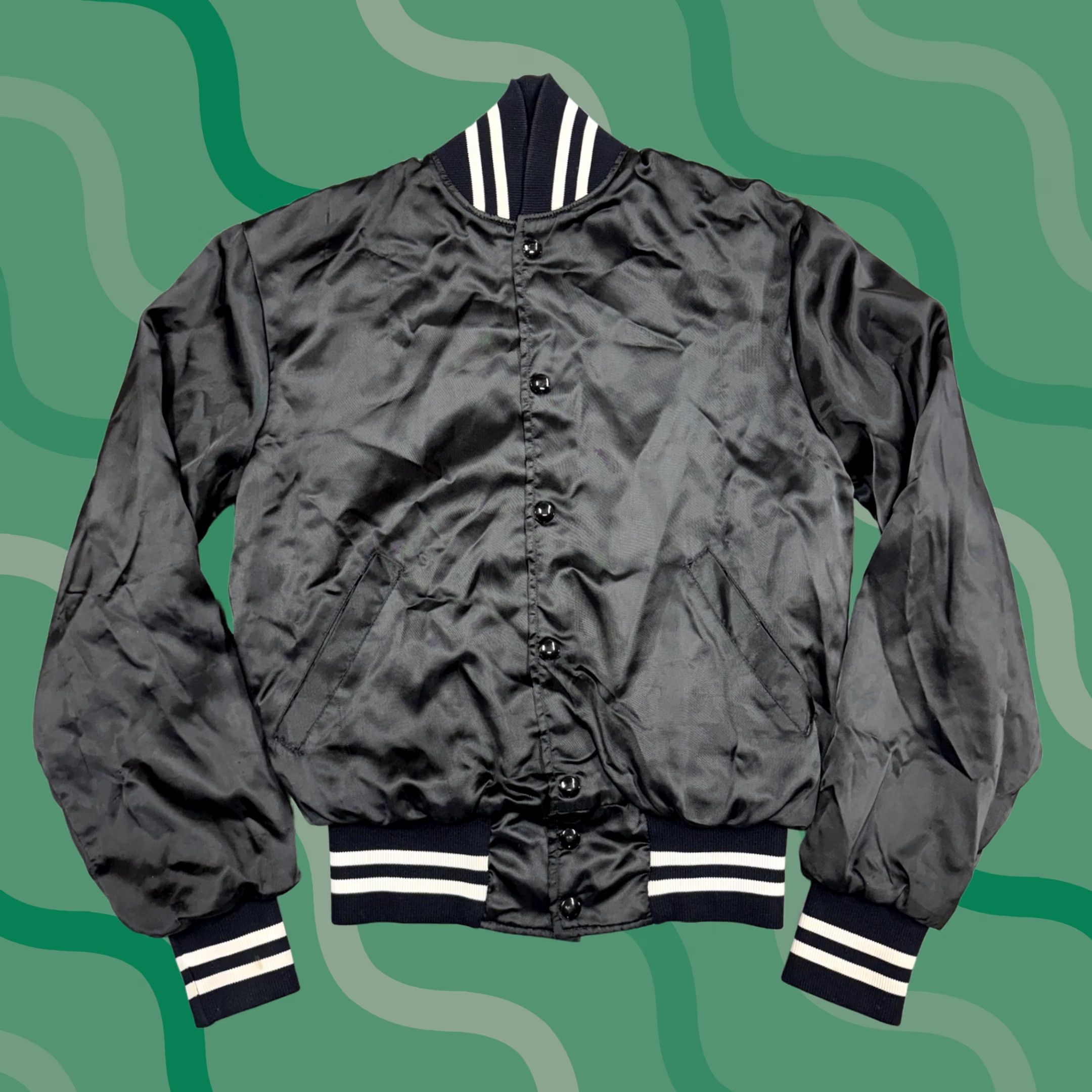 Holloway VINTAGE Holloway Jacket Mens XS Black Satin Bomber Kukar Bornstein 80s Size US XS / EU 42 / 0 - 1 Thumbnail