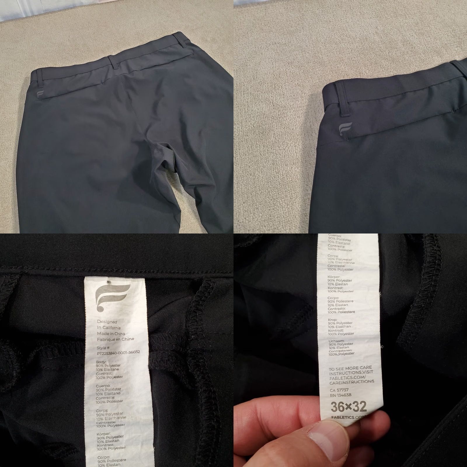 Fabletics Fabletics Pants Mens 36x30 Black Chinos Performance Stretch Casual Flat Front Logo Lightweight Regular Straight - Mens Pants Black Chino Size US 36 / EU 52 - 8 Thumbnail