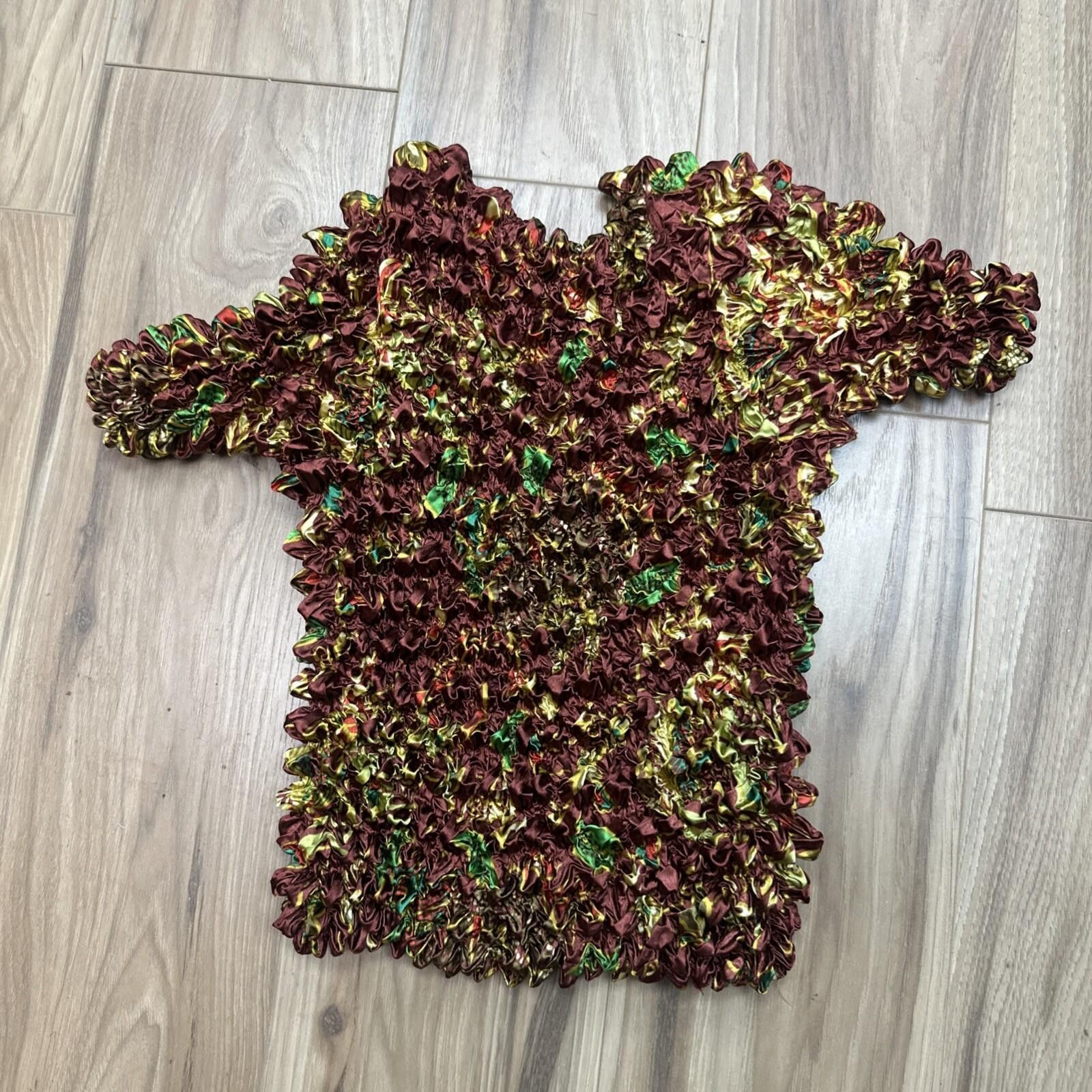 FCUK Satin Gold Copper Floral Popcorn Magic Stretch Top Fairy Size ONE SIZE - 1 Thumbnail