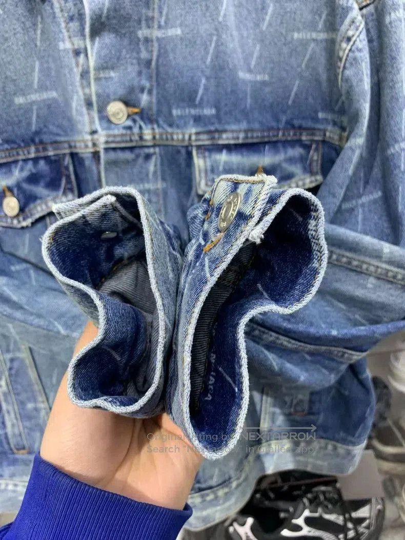 Balenciaga Balenciaga Denim Logo Print Jacket. Size US XL / EU 56 / 4 - 7 Thumbnail