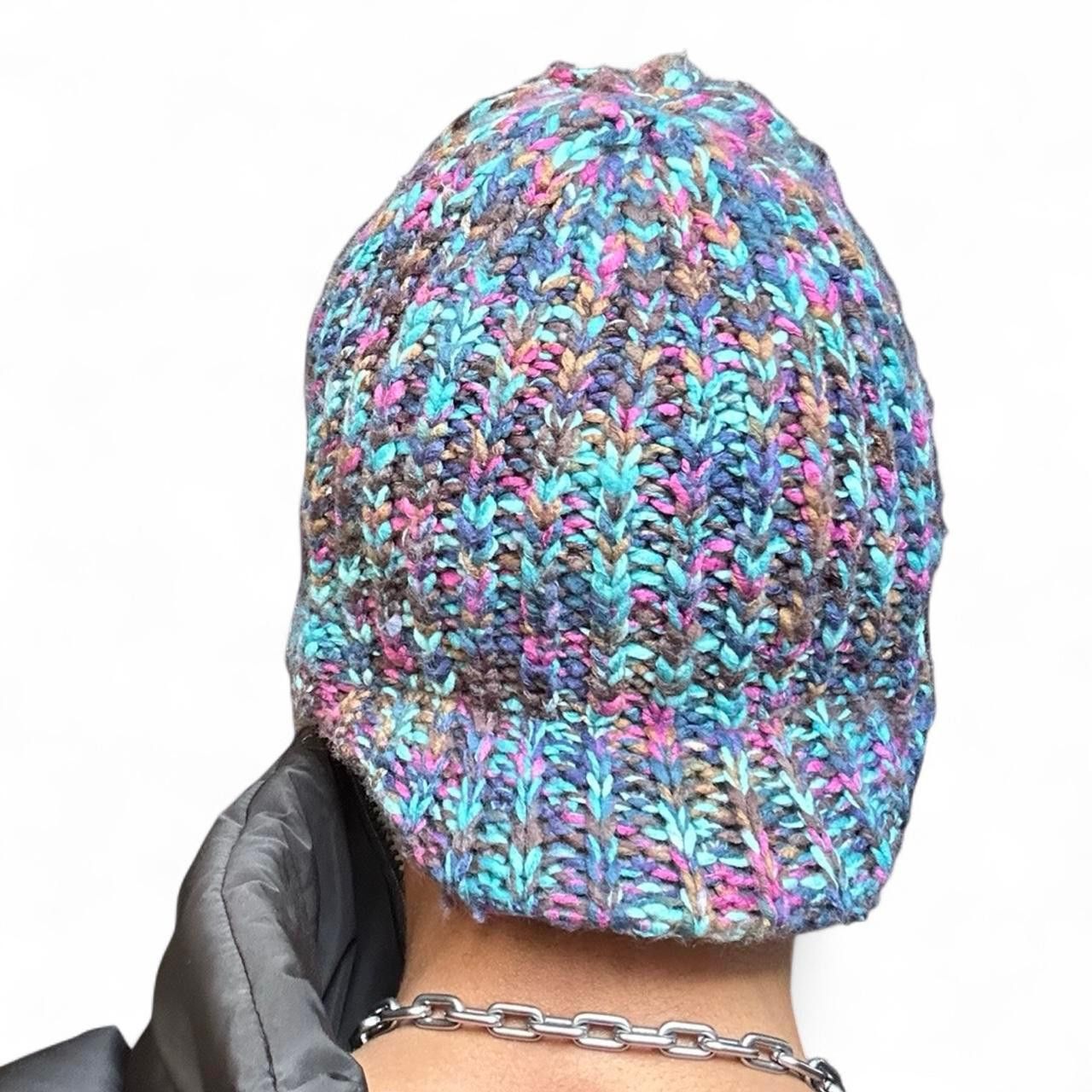Vintage Vintage Blue & Purple Knit Winter Beanie Size ONE SIZE - 4 Thumbnail