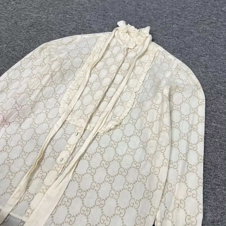 Gucci Gucci Full print double G hollow long-sleeved shirt 2504-Ne Size XS / US 0-2 / IT 36-38 - 4 Thumbnail