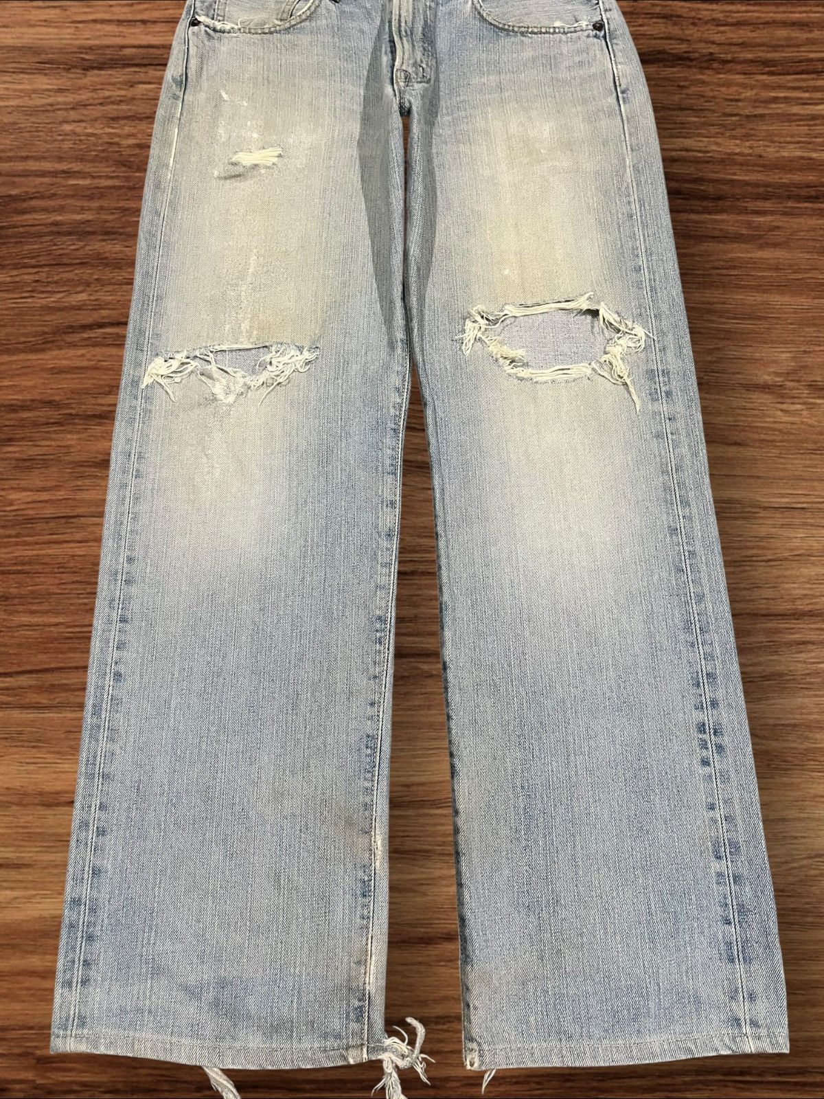 Edwin × Vintage Vintage Edwin 505X Blue Washed Distressed Selvedge Jeans Size US 29 - 12 Thumbnail