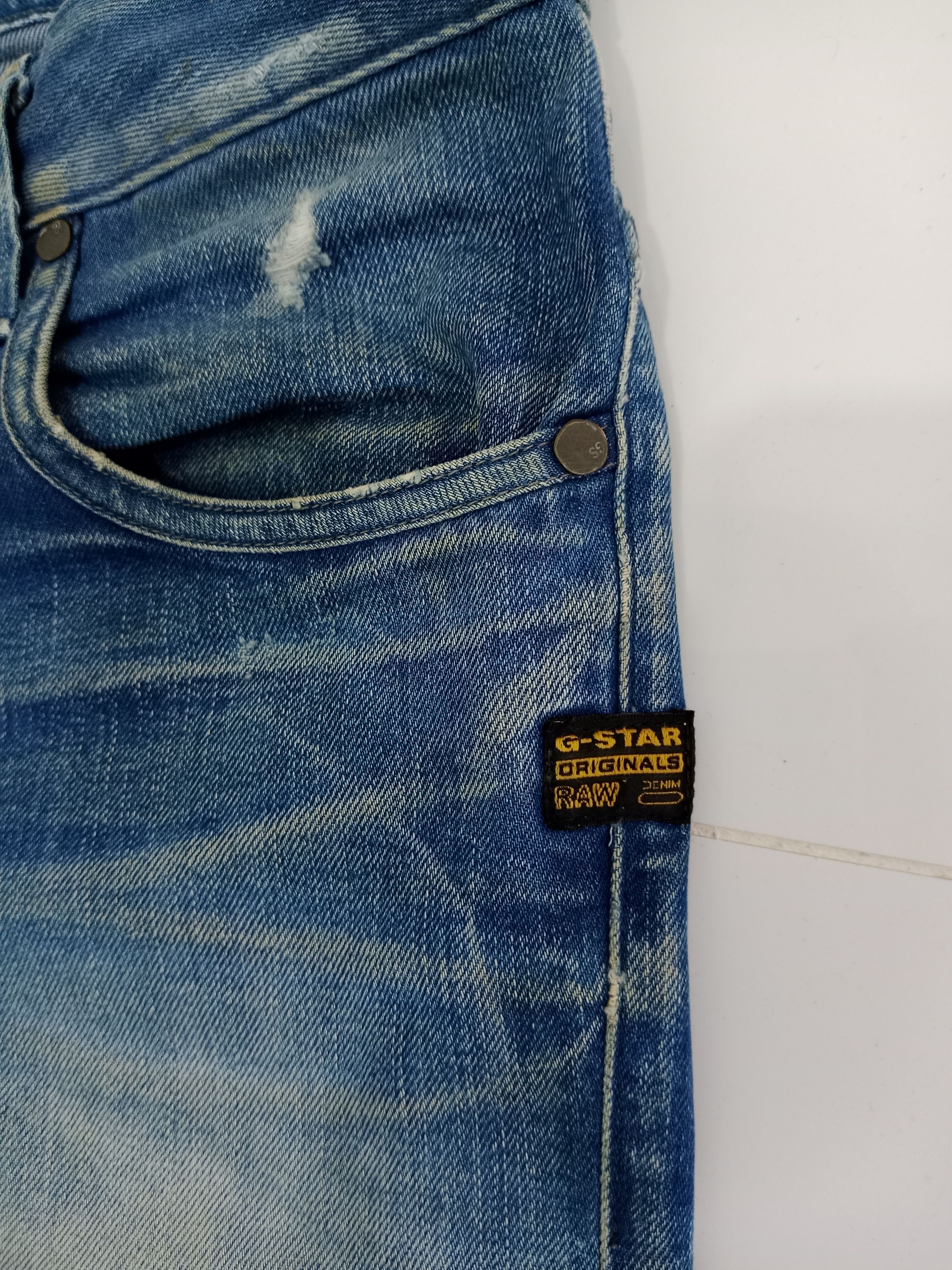 G-Star G STAR RAW Distressed Jeans Blue Denim Size US 33 - 8 Thumbnail