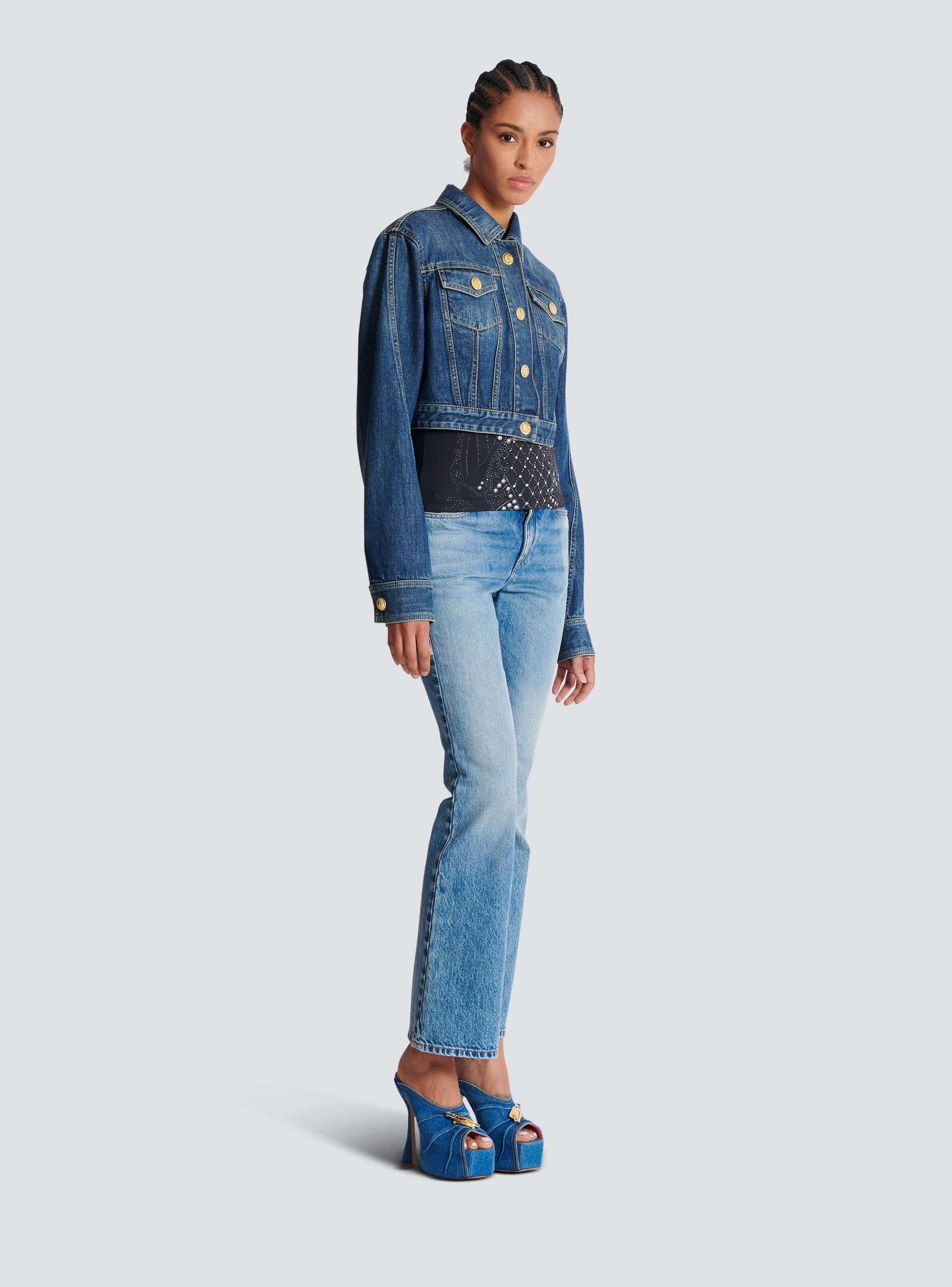 Balmain o1s1wg111225 Denim Trucker Jacket in Blue Size S / US 4 / IT 40 - 4 Thumbnail