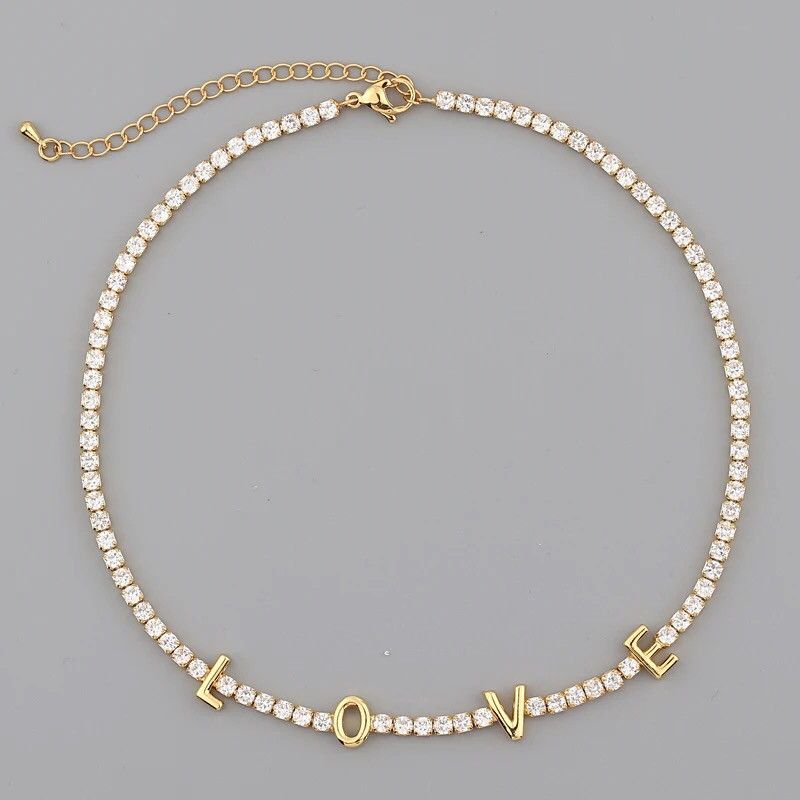 Jewelry Cubic Zircon Chain Love Necklace Size ONE SIZE - 1 Thumbnail
