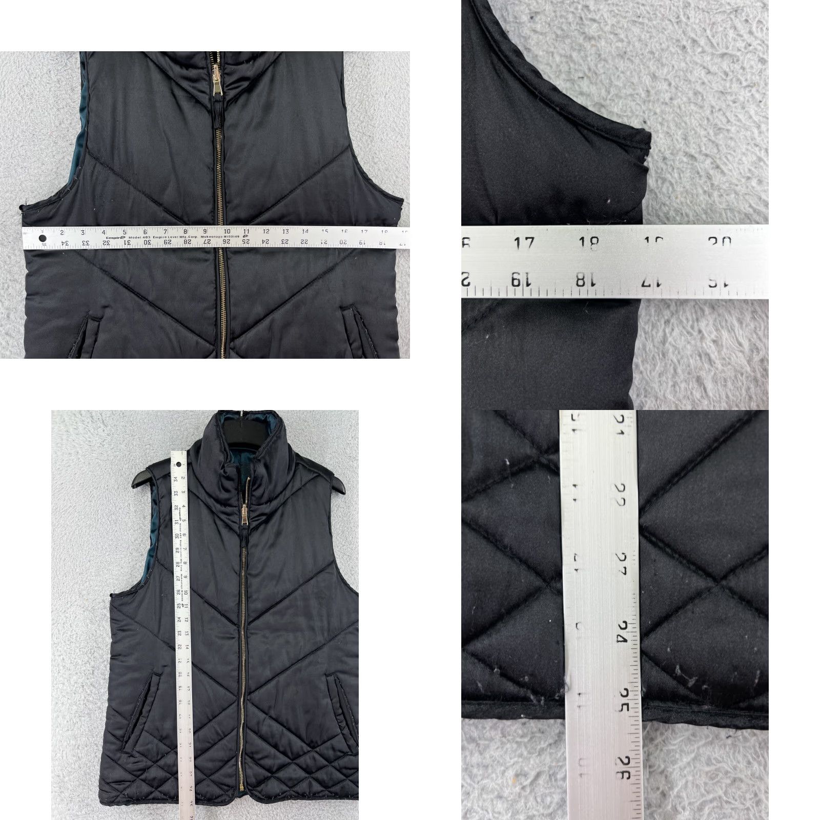 Vintage VEST Women Medium Black Full Zip Quilted Lined Pockets Mock Neck Zip Vest Women M Black Quilted Pockets Full Zip Mock Neck Fall Spring Women Mens? Size M / US 6-8 / IT 42-44 - 8 Thumbnail