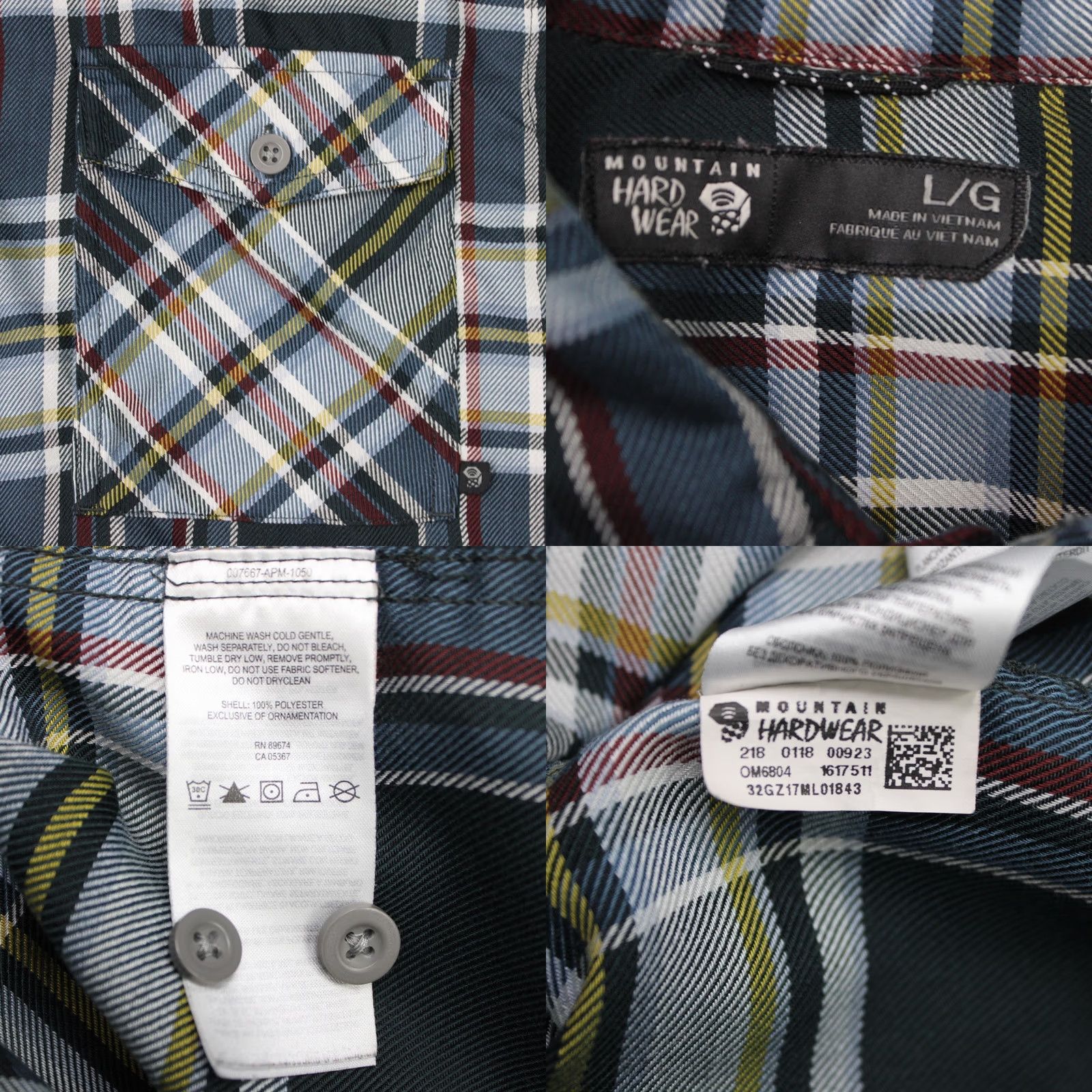Mountain Hardwear Mountain Hardwear Shirt Mens Large Trekkin Flannel Long Sleeve Button-Up Plaid Green Cotton Polyester Casual Workwear Outdoors Size US L / EU 52-54 / 3 - 8 Thumbnail