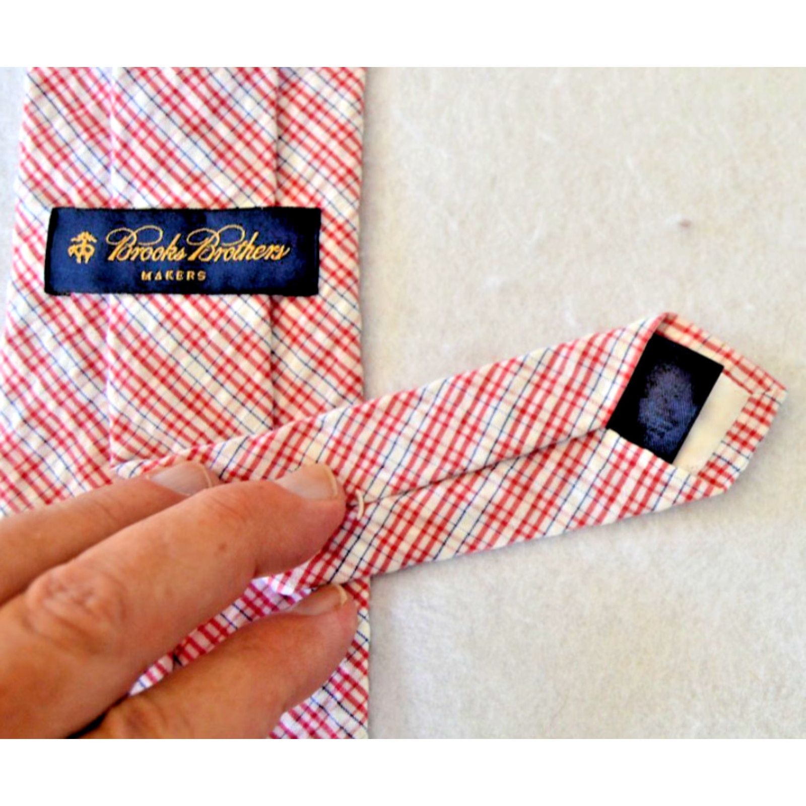 Brooks Brothers Brooks Brothers Tie Men Seersucker Plaid 3" W 58" L 100% Cotton USA Size ONE SIZE - 4 Thumbnail