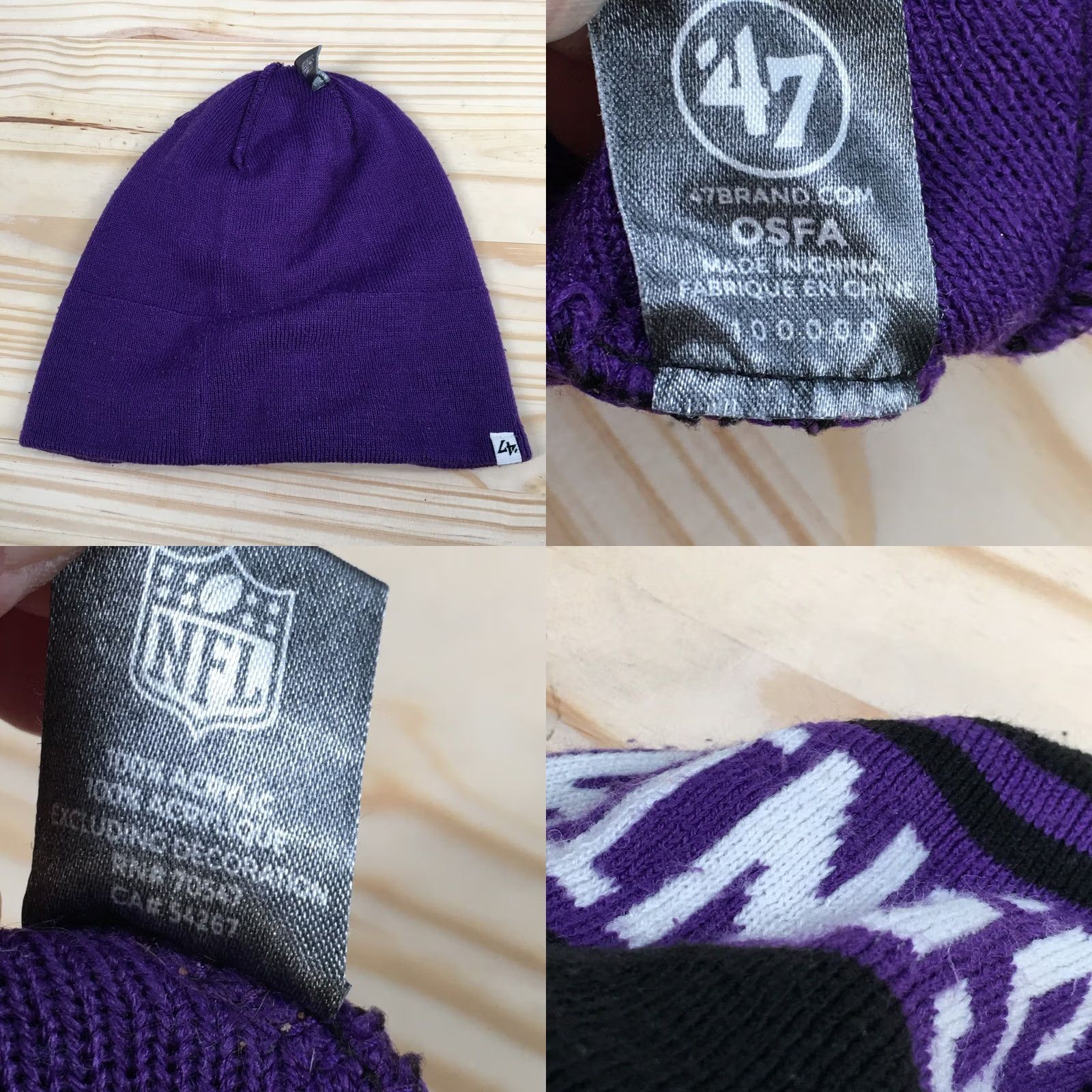 47 47 Minnesota Vikings NFL Winter Beanie Hat Unisex Purple OS Knitted Acrylic Size ONE SIZE - 8 Thumbnail