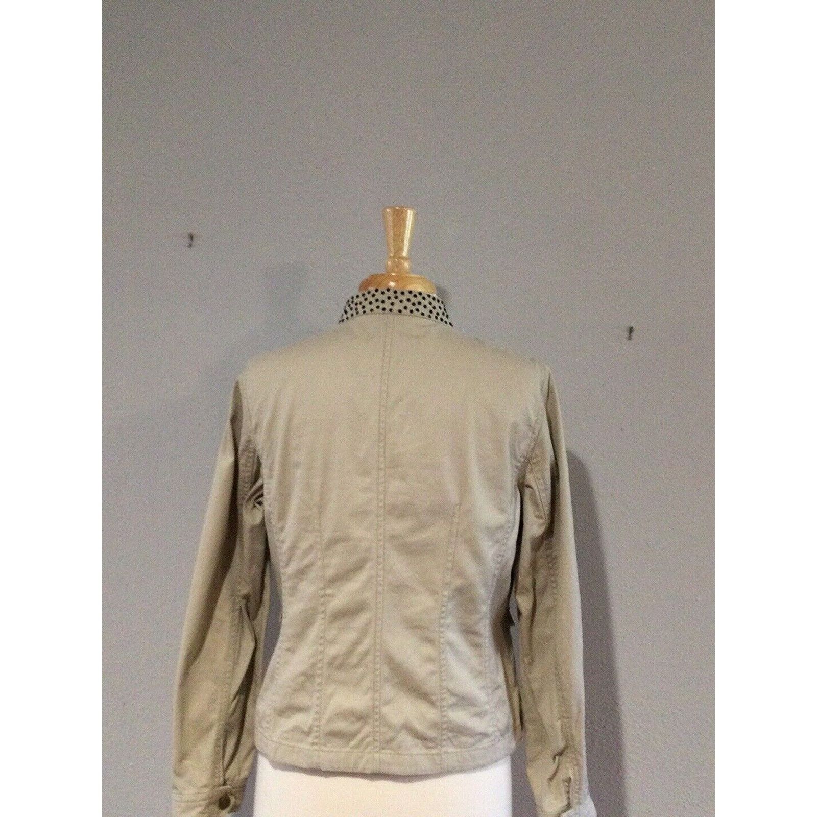 Chicos Chicos Tan Zip Front Rhinestone Collar Cotton Size 1/M Size M / US 6-8 / IT 42-44 - 11 Thumbnail