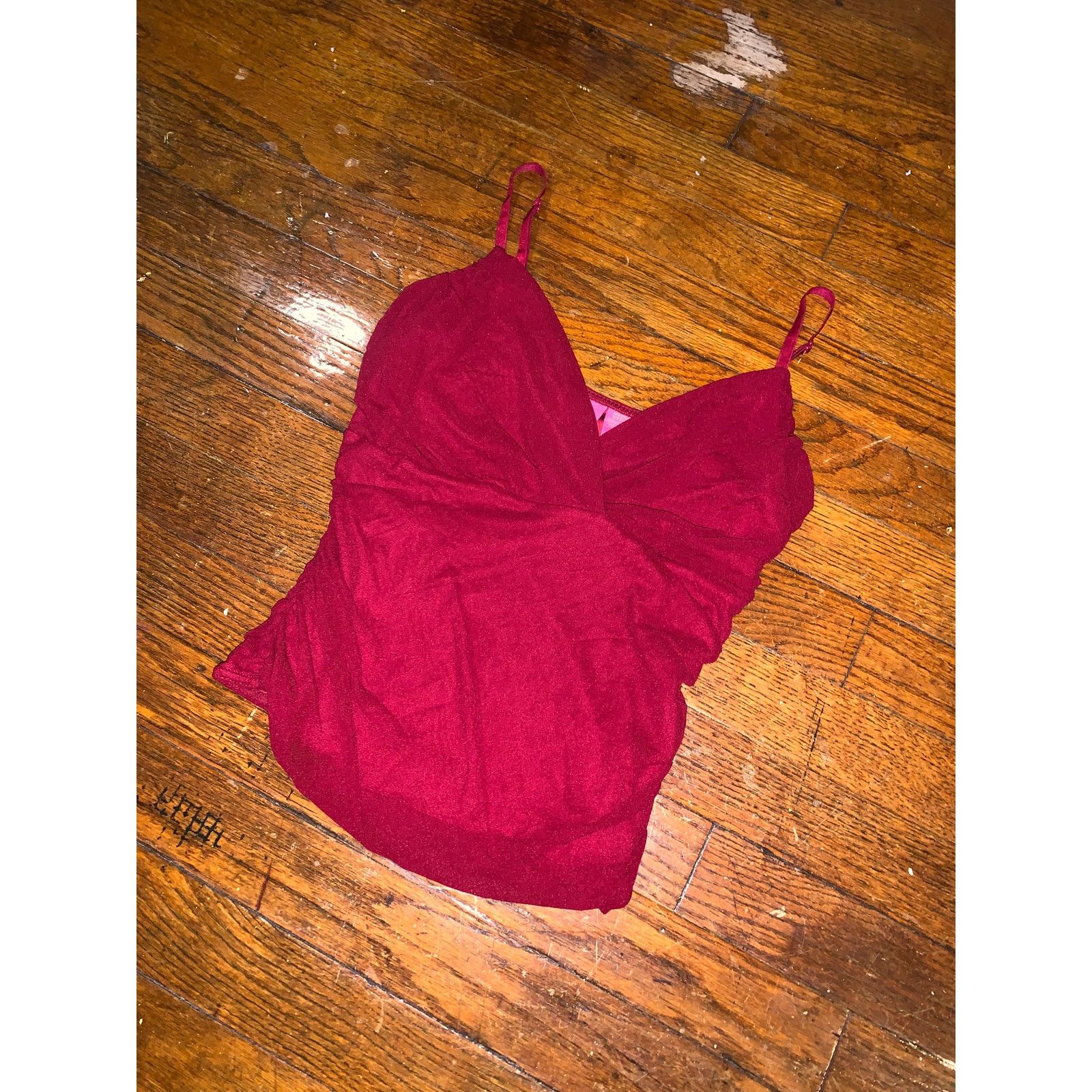Other Thalia Sodi Burgundy Ruched Surplice Cami Top Mesh NWT M Size M / US 6-8 / IT 42-44 - 3 Thumbnail