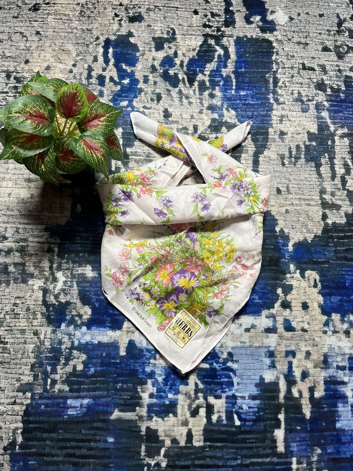 🔥Vintage Unicraftman Herbs Flower design Handkerchief
