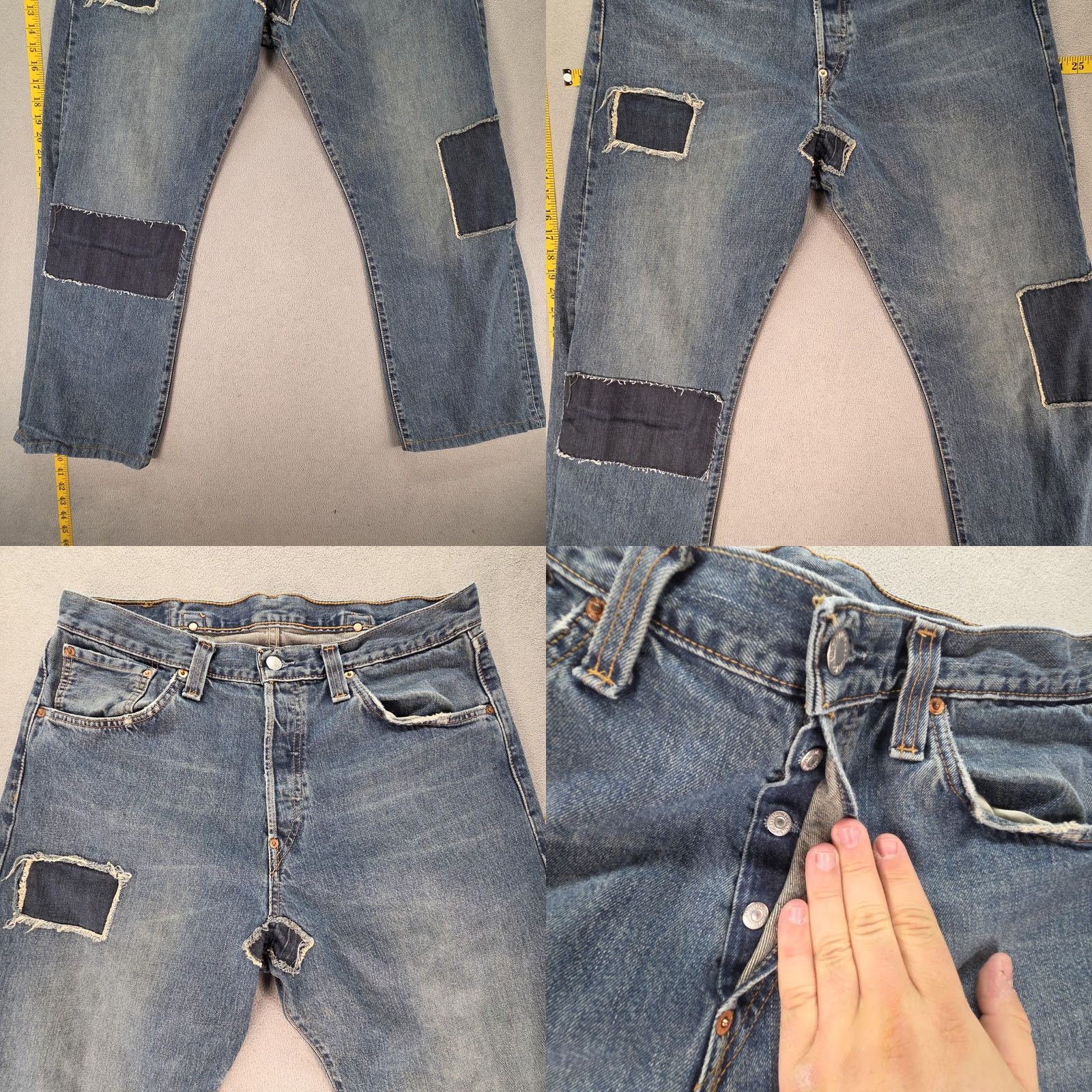 Levi's Levis 542 Jeans Mens Blue Med Wash Relaxed Belt Buckle Back Patched 34x28 Denim 500 Series Straight Regular Size US 34 / EU 50 - 8 Thumbnail
