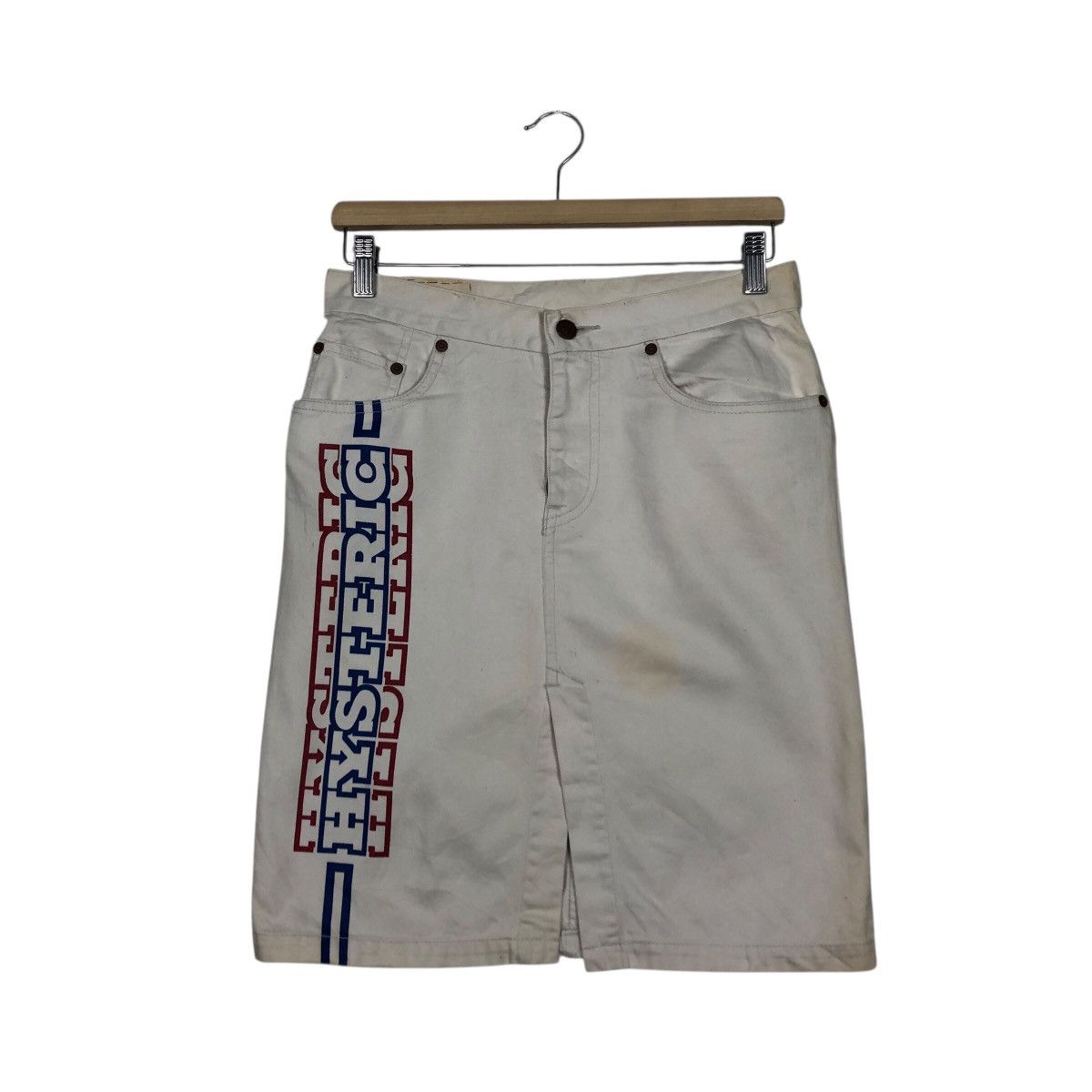 Hysteric Glamour Vintage Hysteric Glamour Kinky Jeans White Denim Logo Skirt Size 30" / US 8 / IT 44 - 2 Thumbnail