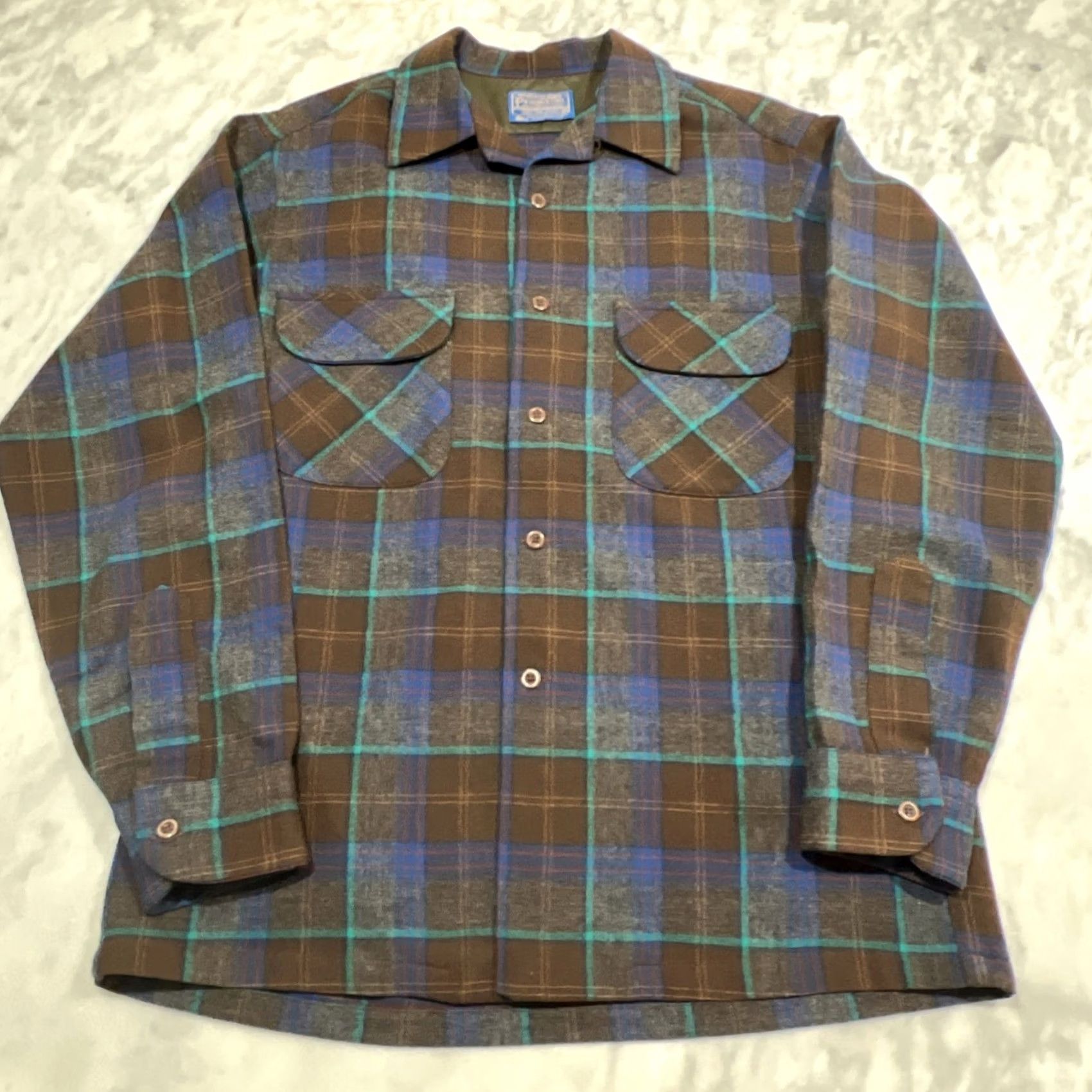 Pendleton VINTAGE Pendleton Board Shirt Men M Plaid Wool USA Shirt Mens Regular Long Sleeve Button-Up Pocketed Plaid Wool USA Fall Winter Spring 90s Lumberjack Size US M / EU 48-50 / 2 - 2 Thumbnail