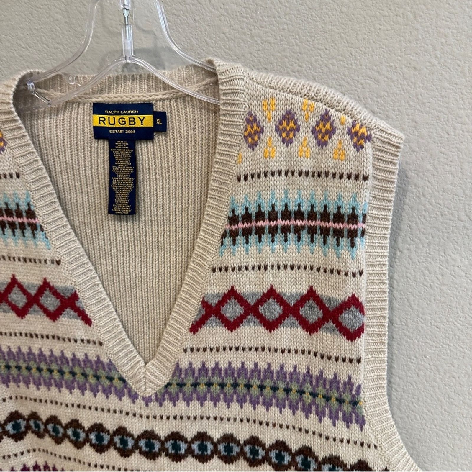 Ralph Lauren RUGBY Ralph Lauren | XL Fair Isle Sweater Vest Wool Cashmere Size US XL / EU 56 / 4 - 5 Thumbnail