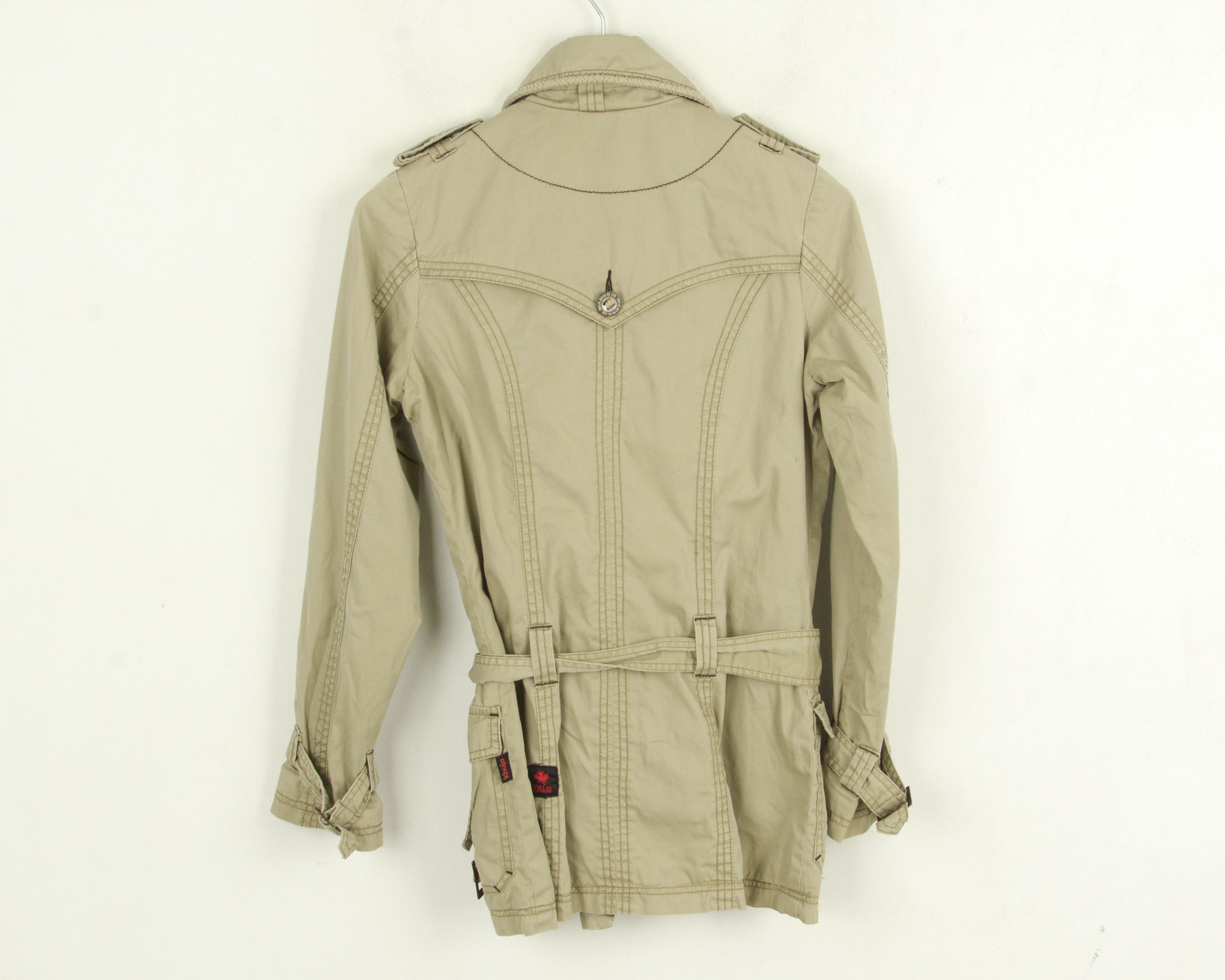 khujo Womens S Jacket Overcoat Beige Outdoors Plain Belted Cotton Size S / US 4 / IT 40 - 4 Thumbnail