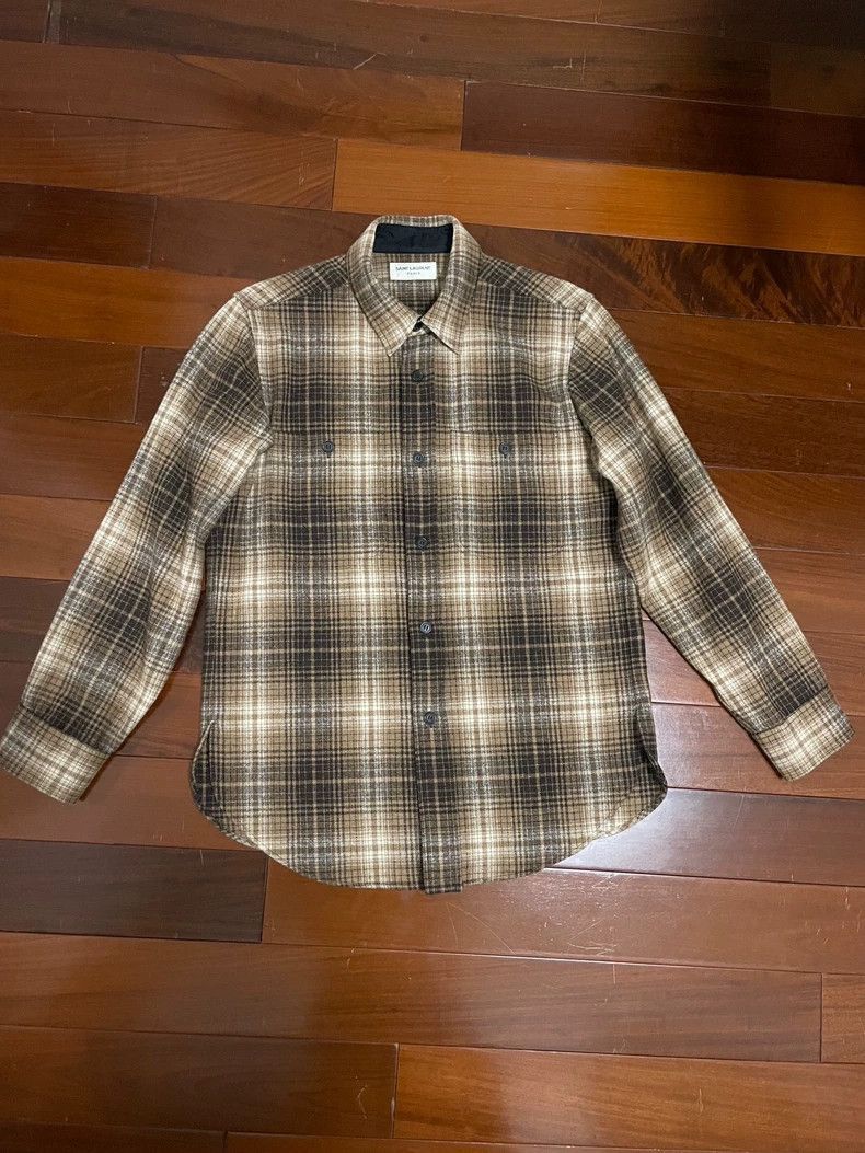 Saint Laurent Paris Saint Laurent Paris 13FW First Year Show Wool Checkered Shi Size US M / EU 48-50 / 2 - 1 Thumbnail
