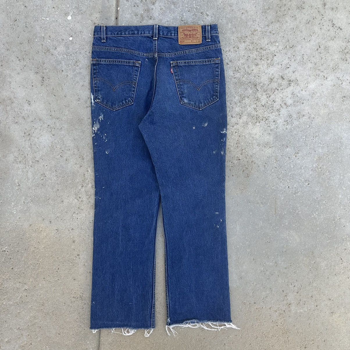 Levi's VTG 90’s Levis 517 Paint Splattered Dark Wash Denim Jeans Size US 34 / EU 50 - 2 Thumbnail