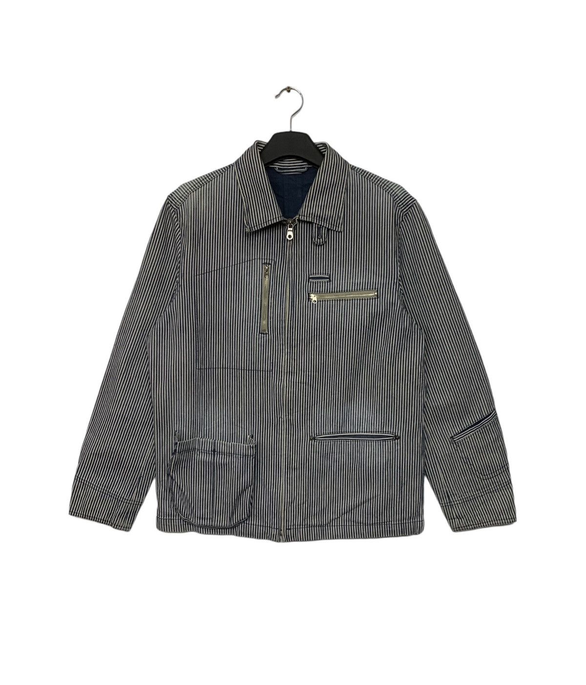 image of Takeo Kikuchi Hickory Stripes Worker Jacket, Men's (Size Medium)
