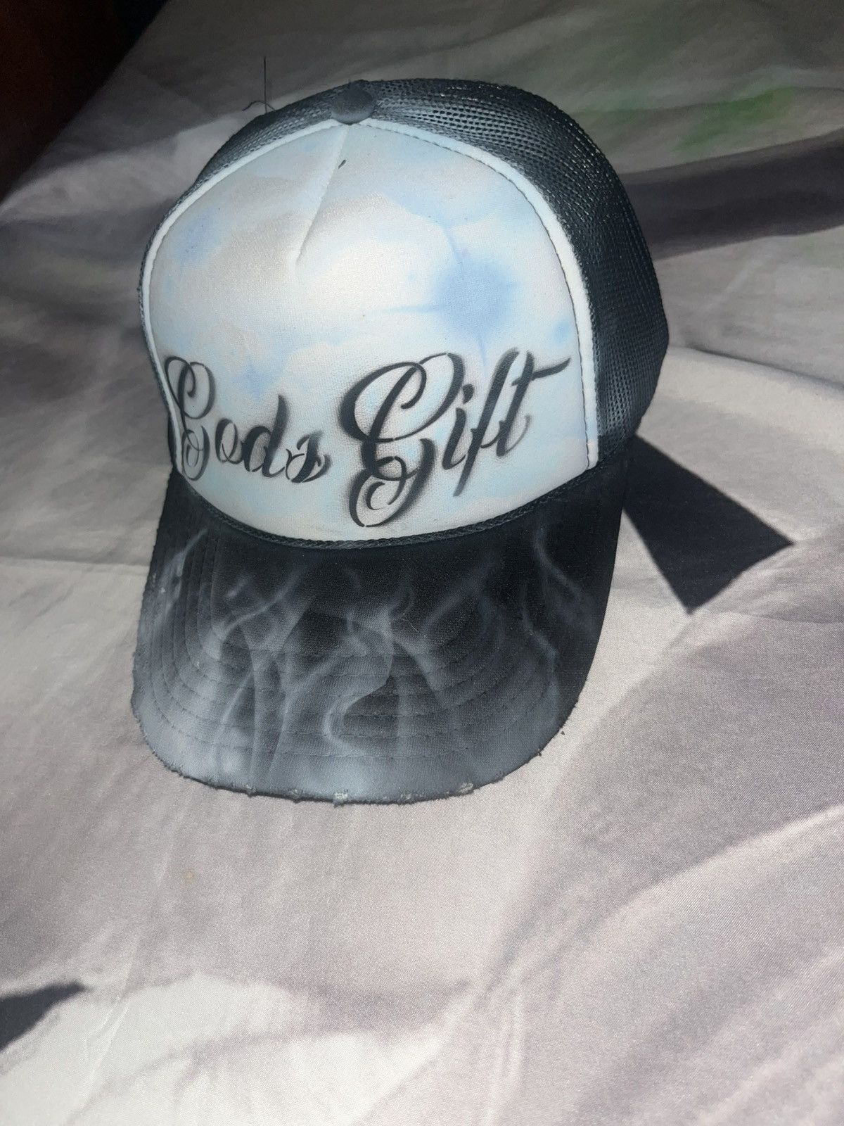 Other GODS GIFT Airbrushed 5 panel SnapBack Trucker Hat handpaintd Size ONE SIZE - 3 Thumbnail