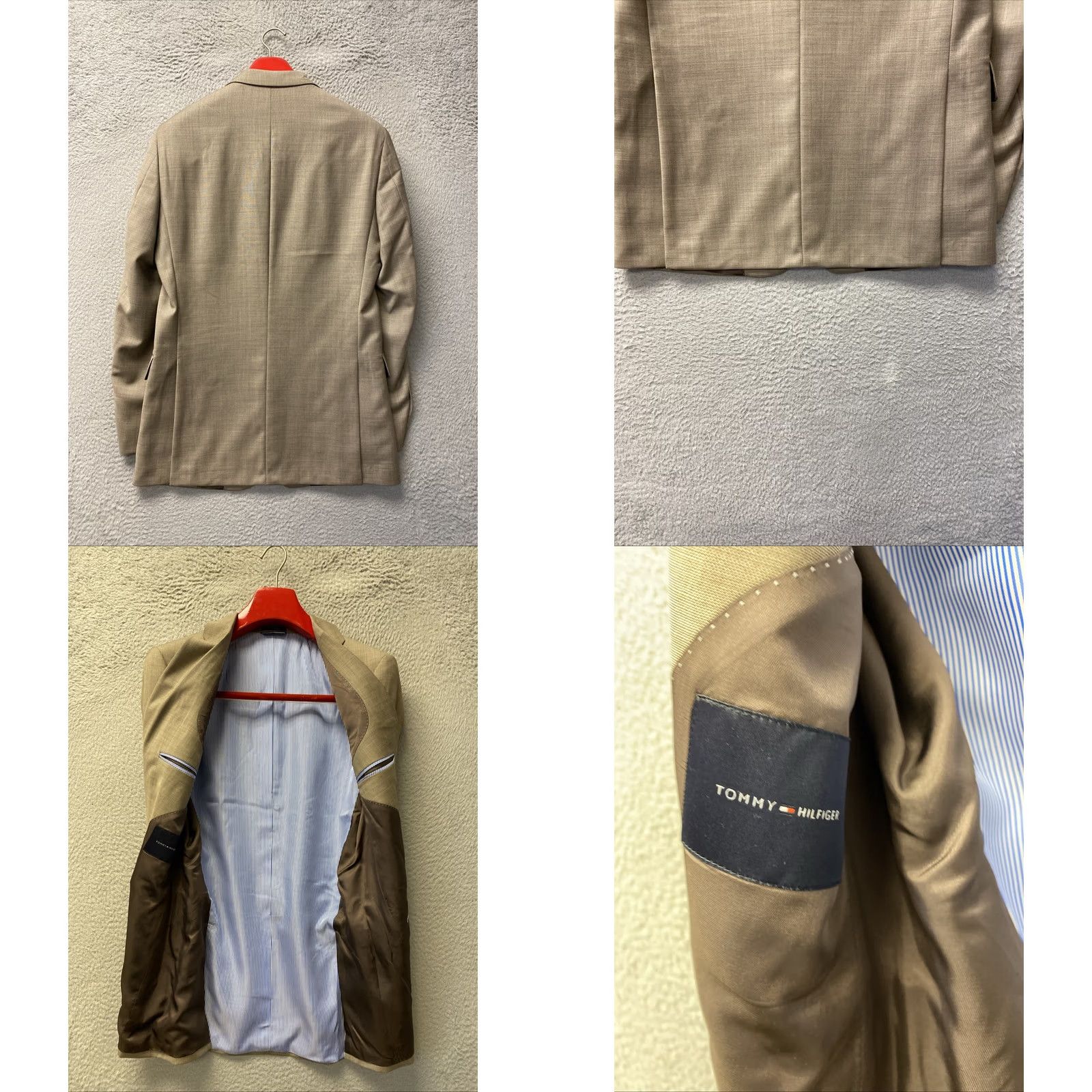 Tommy Hilfiger Tommy Hilfiger Blazer Mens 42R Tan Wool 2-Button Notch Lapel Pockets Solid Wool 2-Button Notch Lapel Tuxedo Inner Pockets 42R Mens Tan Blazer Size 42R - 9 Thumbnail